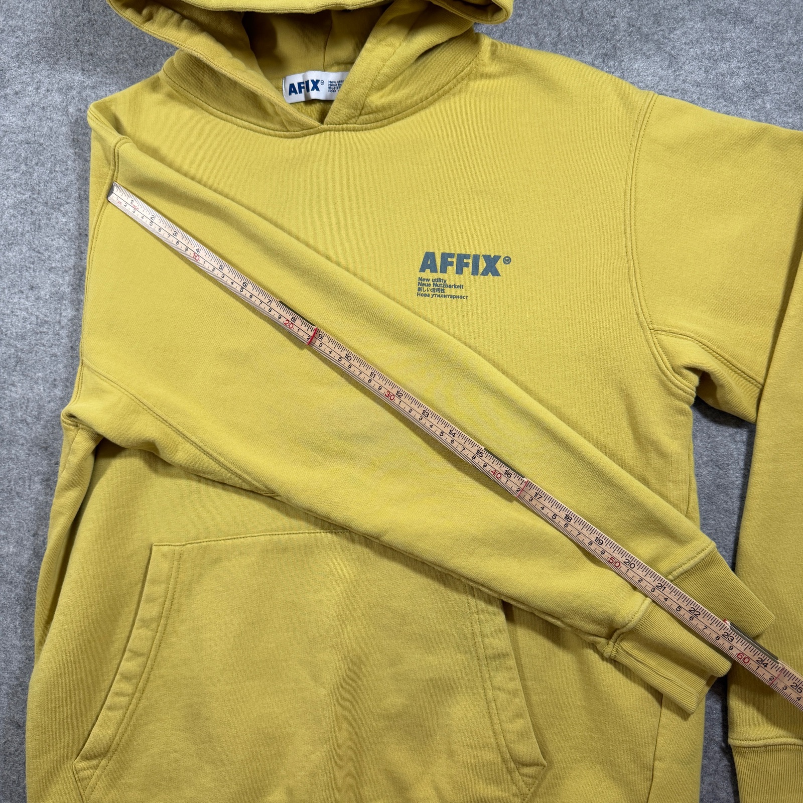 AFFIX Works Utility Hoodie Mens M Yellow Fleece Hooded Streetwear Relaxed Fit thumbnail 9