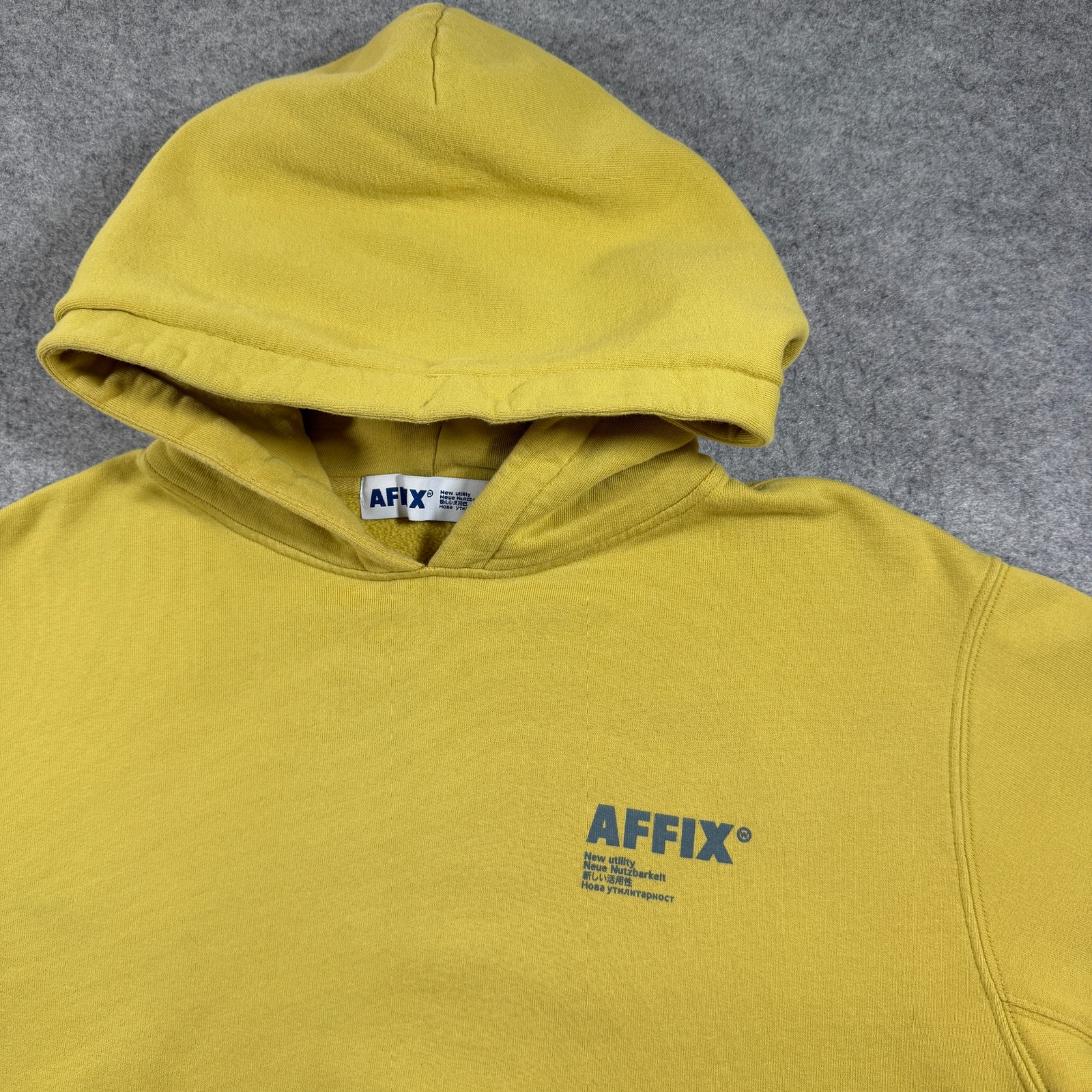 AFFIX Works Utility Hoodie Mens M Yellow Fleece Hooded Streetwear Relaxed Fit thumbnail 10
