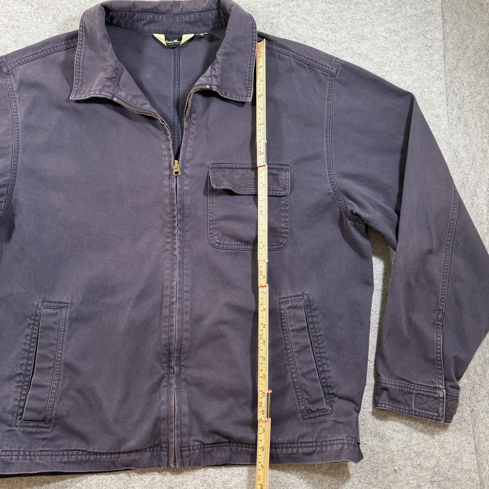 Vintage Eddie Bauer Full Zip Jacket Mens L Tall Navy Chest Pocket Outdoor Canvas thumbnail 6