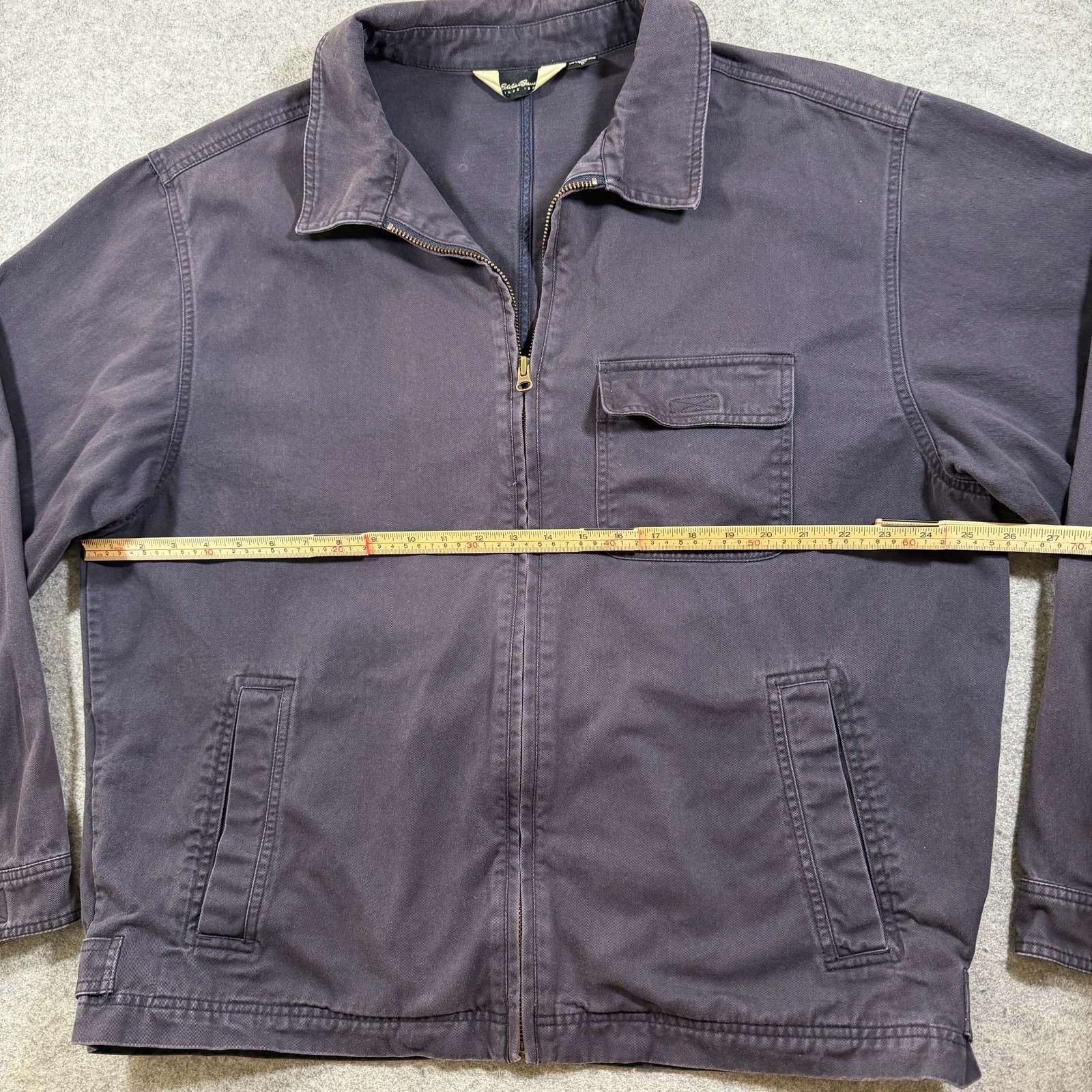 Vintage Eddie Bauer Full Zip Jacket Mens L Tall Navy Chest Pocket Outdoor Canvas thumbnail 7