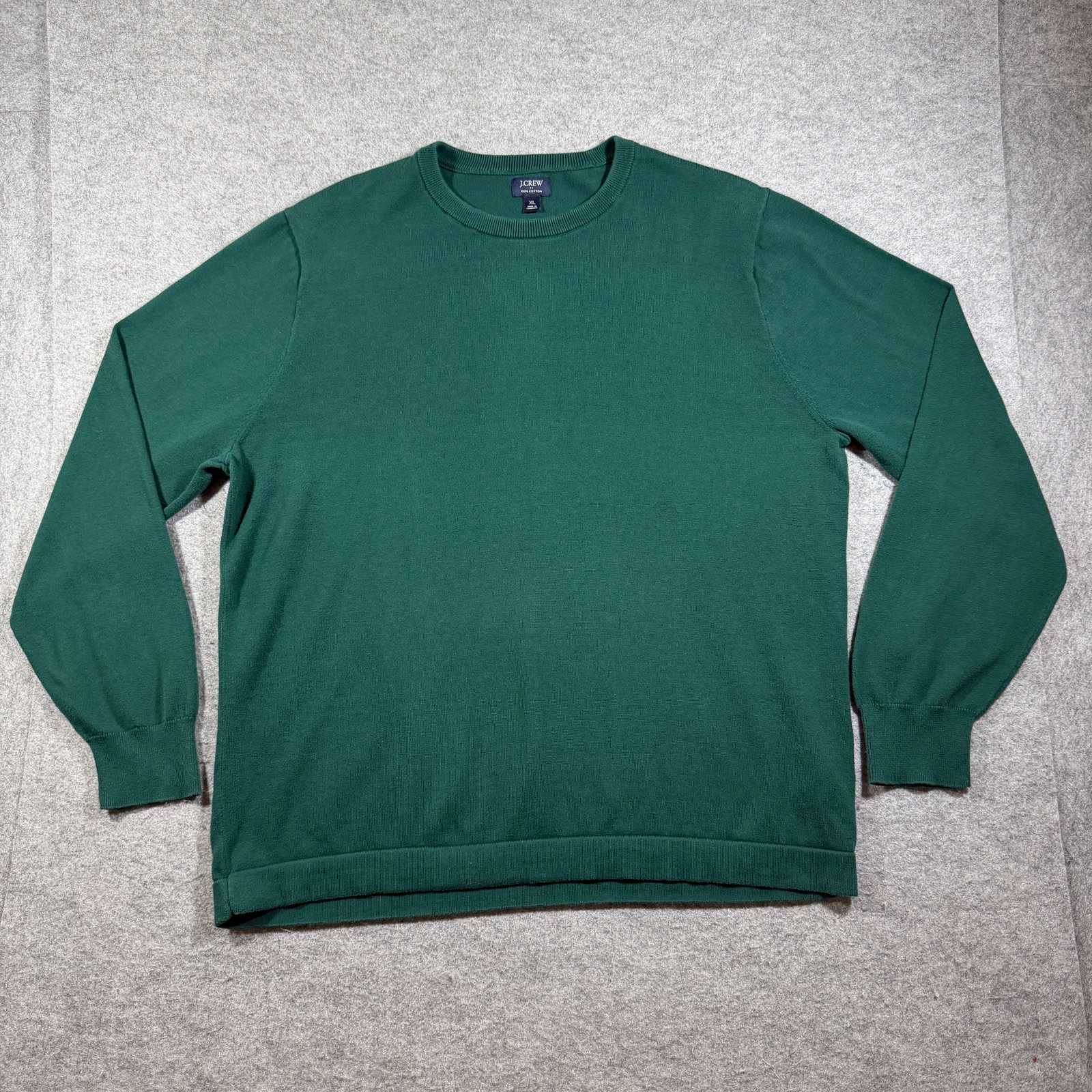 J. Crew Sweater Mens XL Green Crew Neck Cotton Knit Pullover Preppy Casual