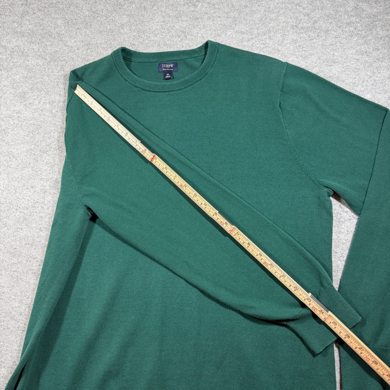 J. Crew Sweater Mens XL Green Crew Neck Cotton Knit Pullover Preppy Casual thumbnail 8
