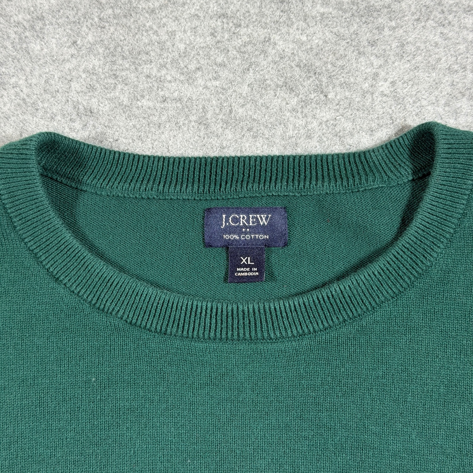 J. Crew Sweater Mens XL Green Crew Neck Cotton Knit Pullover Preppy Casual thumbnail 9