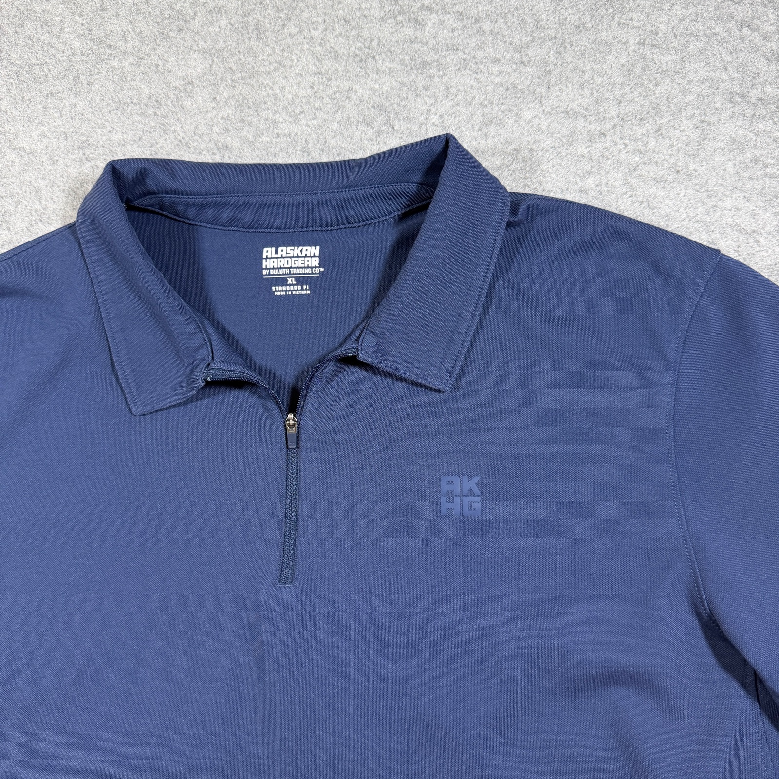 AKHG Duluth Trading Polo Shirt Mens XL Navy Zip Collar Outdoor Hiking Casual thumbnail 4