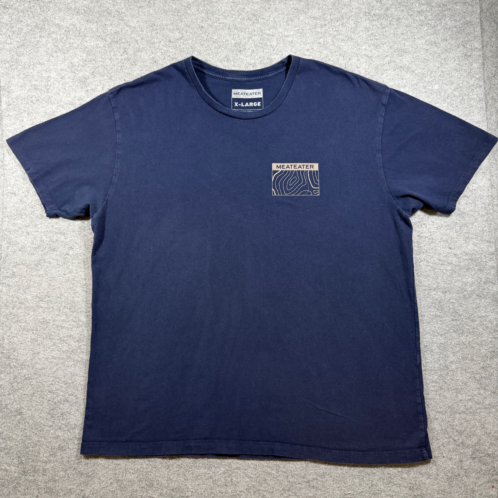 MeatEater T Shirt Mens XL Navy Topo Map Graphic Logo Hunting Outdoor Casual
