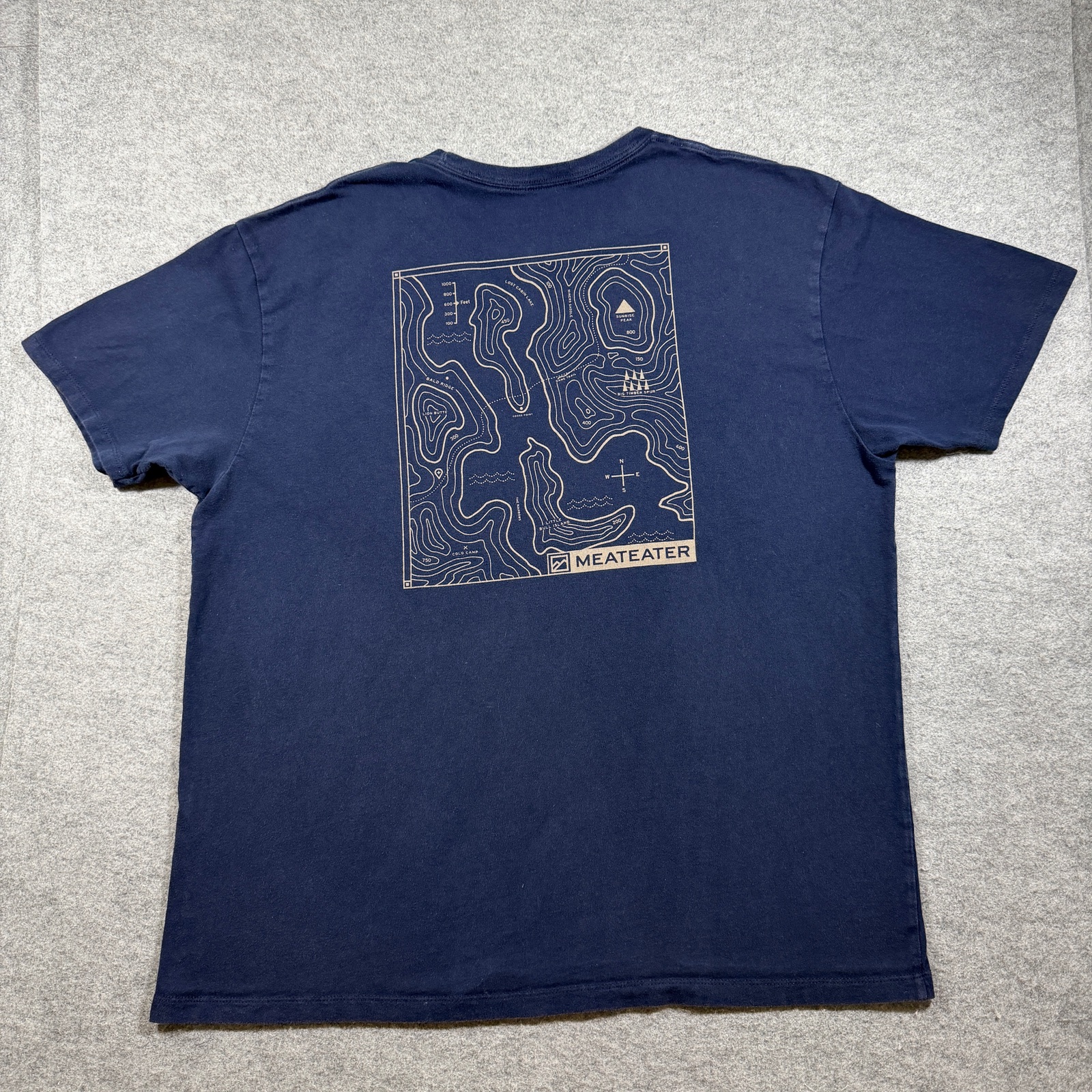 MeatEater T Shirt Mens XL Navy Topo Map Graphic Logo Hunting Outdoor Casual thumbnail 2