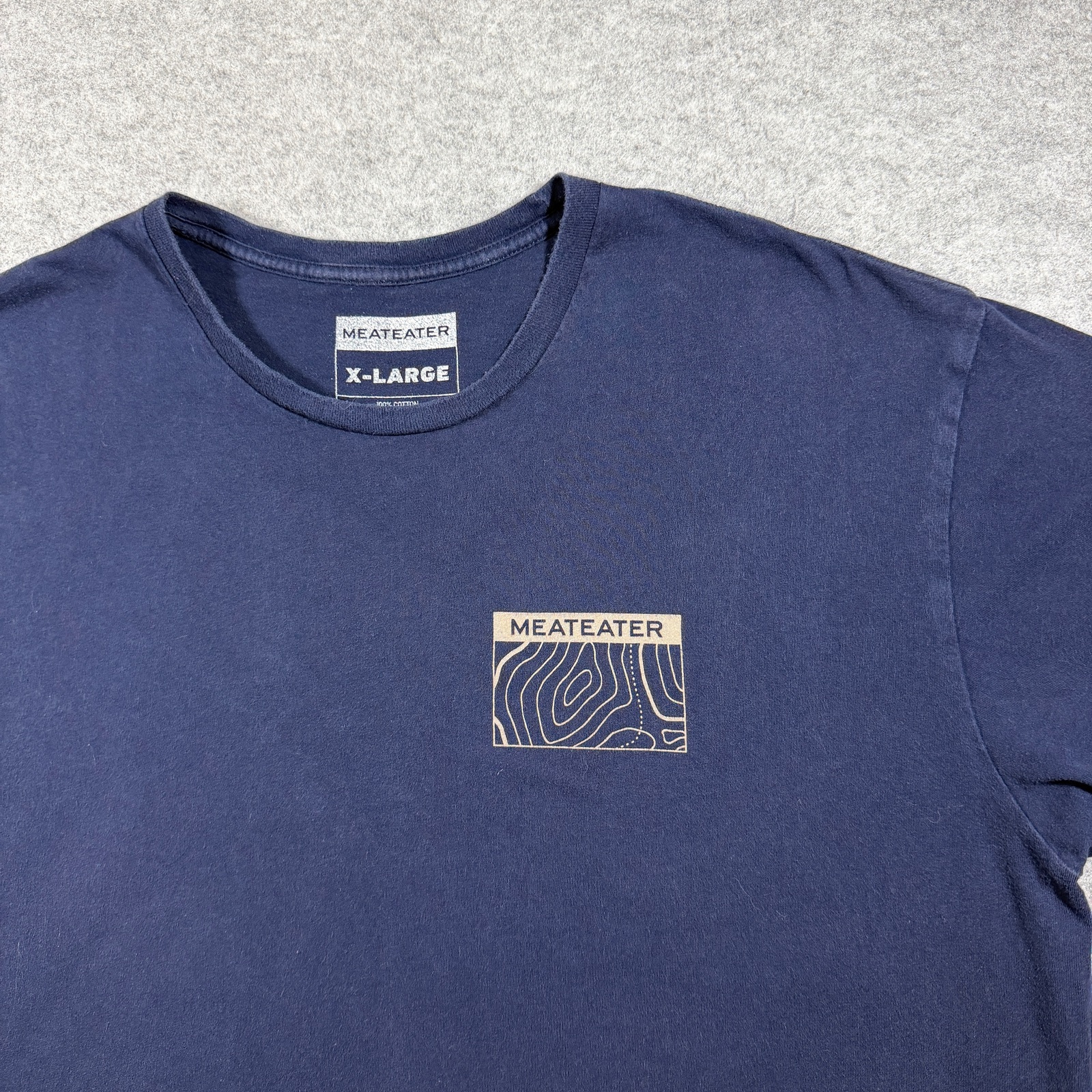 MeatEater T Shirt Mens XL Navy Topo Map Graphic Logo Hunting Outdoor Casual thumbnail 3