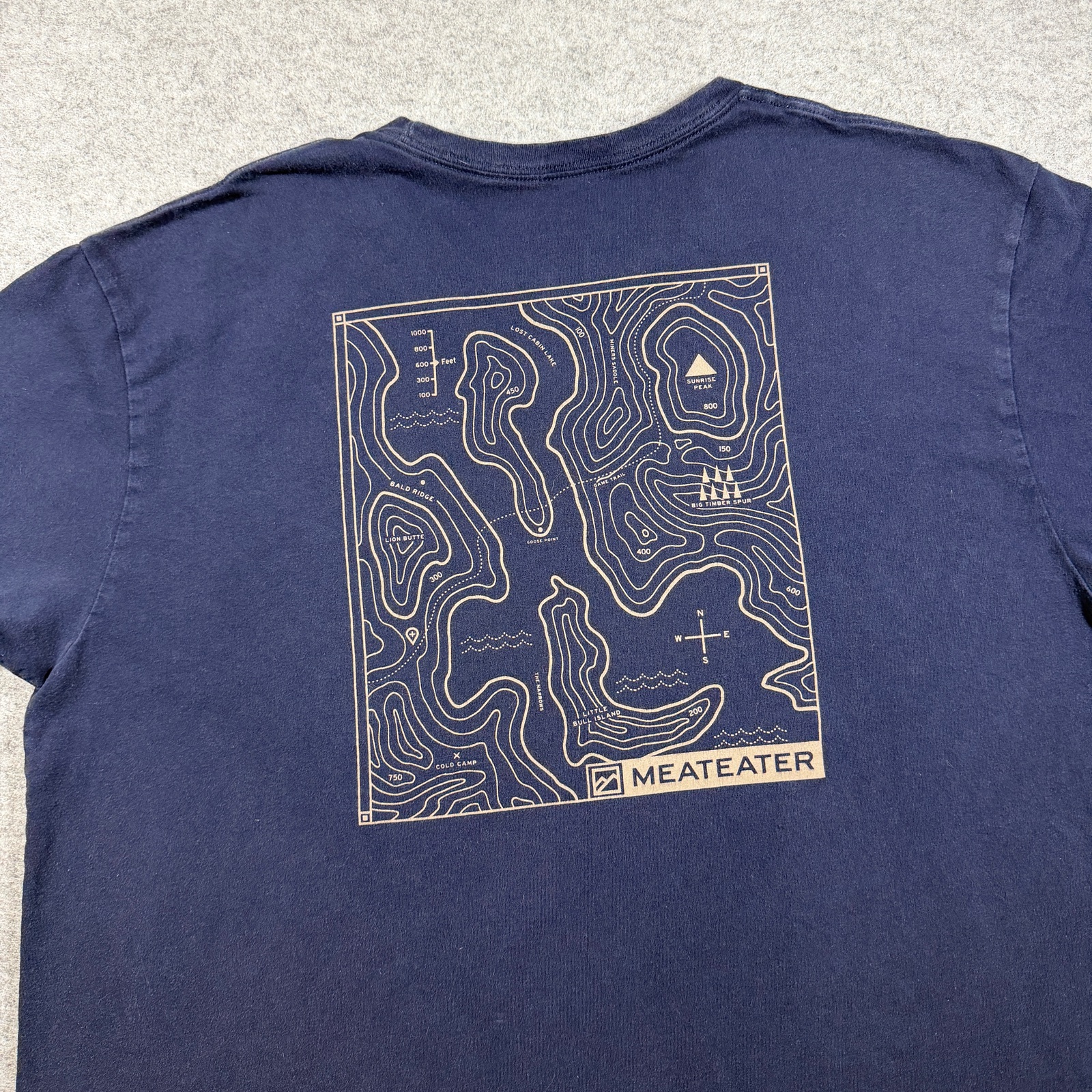 MeatEater T Shirt Mens XL Navy Topo Map Graphic Logo Hunting Outdoor Casual thumbnail 5