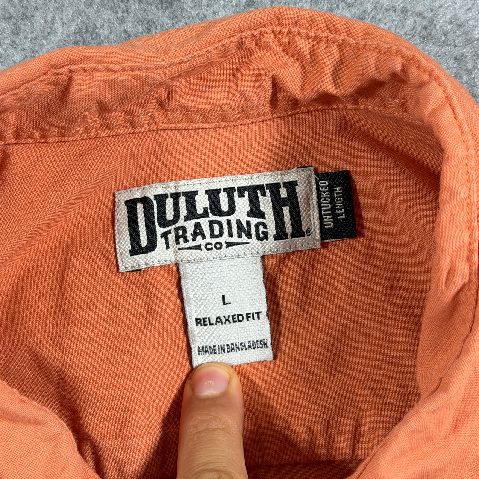 Duluth Trading Co Fireman Shirt Mens L Orange Button Up Workwear Utility Pockets thumbnail 3