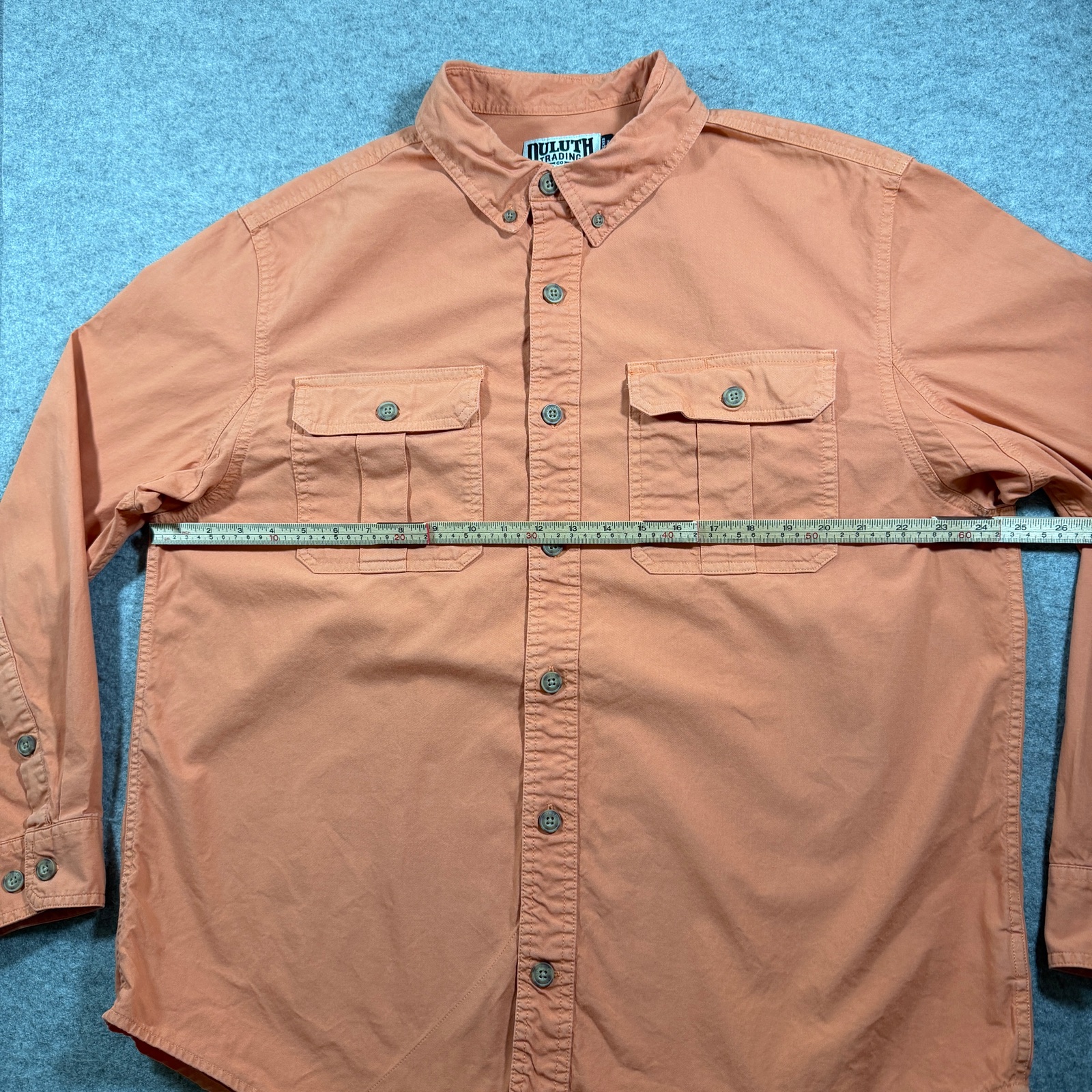 Duluth Trading Co Fireman Shirt Mens L Orange Button Up Workwear Utility Pockets thumbnail 6