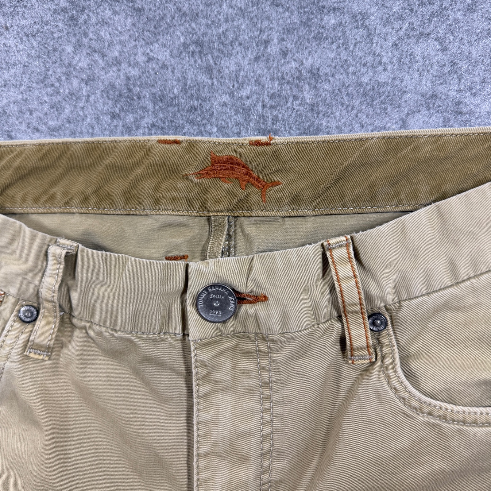Tommy Bahama Pants Mens 34x30 Khaki Straight Leg Five Pocket Marlin Casual thumbnail 4