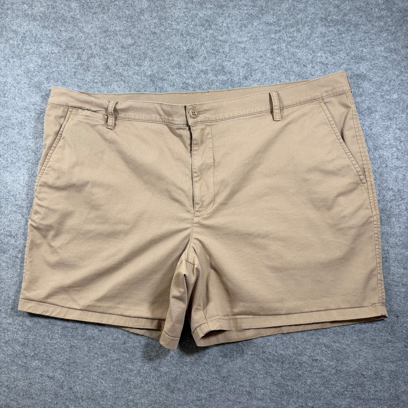 L.L.Bean Chino Shorts Mens 44W Khaki Stretch Flat Front Casual Preppy Cotton