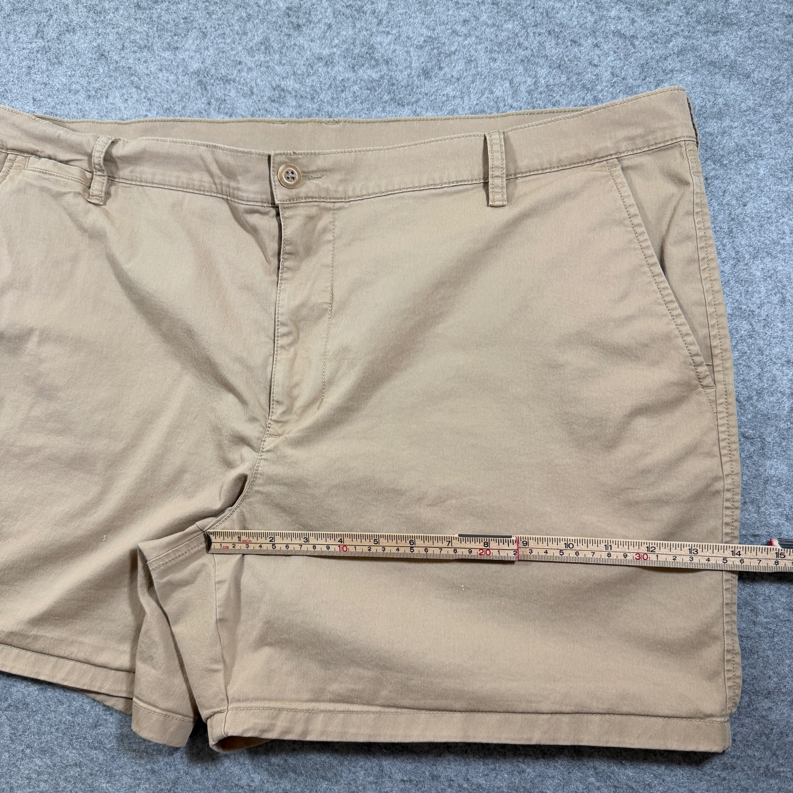 L.L.Bean Chino Shorts Mens 44W Khaki Stretch Flat Front Casual Preppy Cotton thumbnail 6