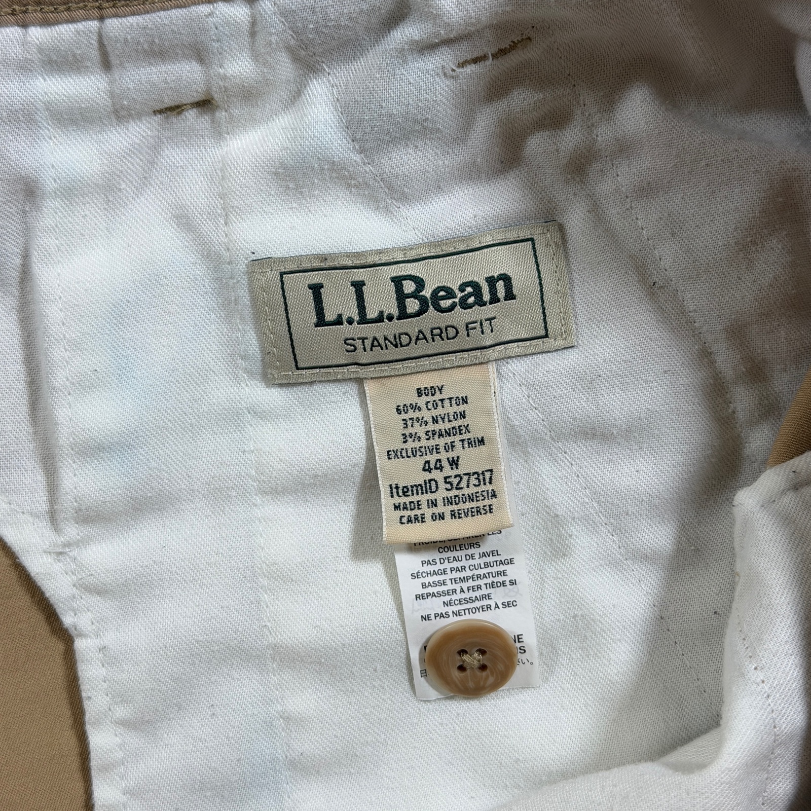 L.L.Bean Chino Shorts Mens 44W Khaki Stretch Flat Front Casual Preppy Cotton thumbnail 7