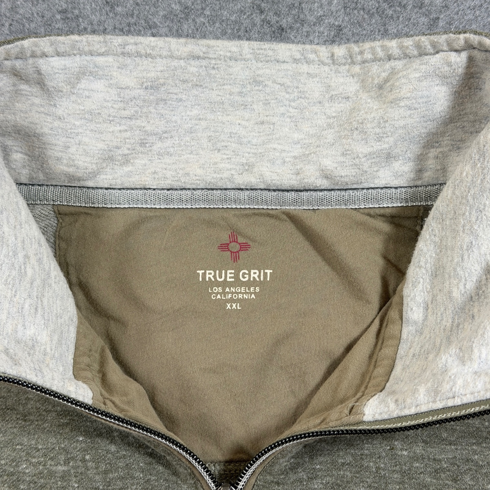 True Grit Quarter Zip Pullover Mens XXL Olive Green Heather Relaxed Casual thumbnail 3
