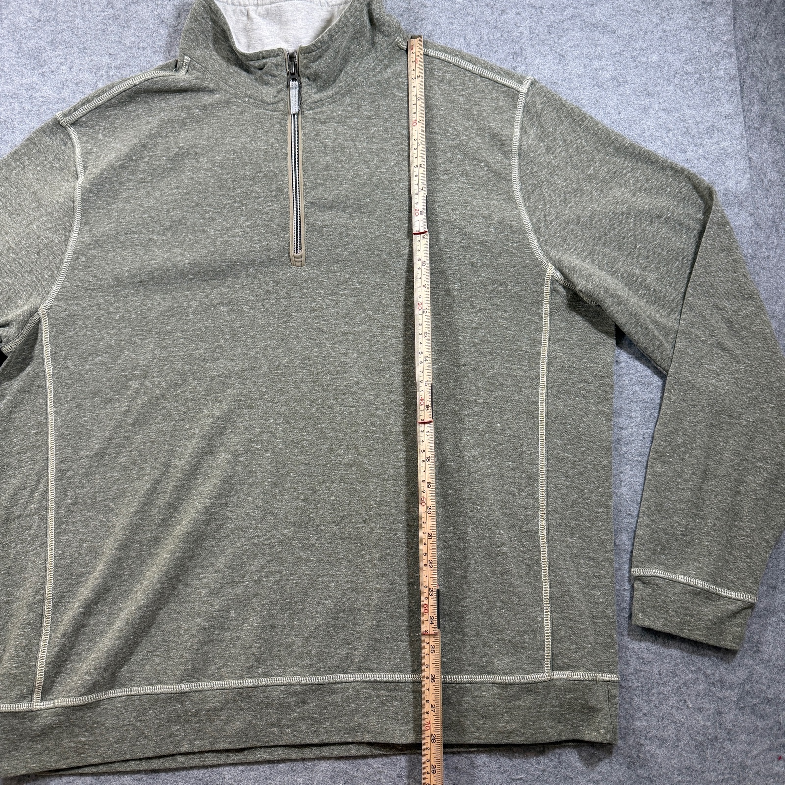 True Grit Quarter Zip Pullover Mens XXL Olive Green Heather Relaxed Casual thumbnail 5