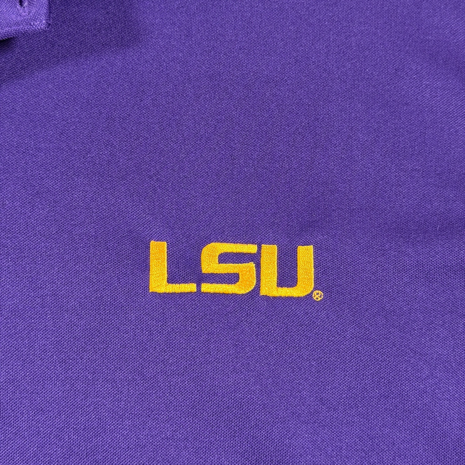 Antigua LSU Tigers Polo Mens L Purple Long Sleeve Moisture Wicking Golf Game Day thumbnail 3