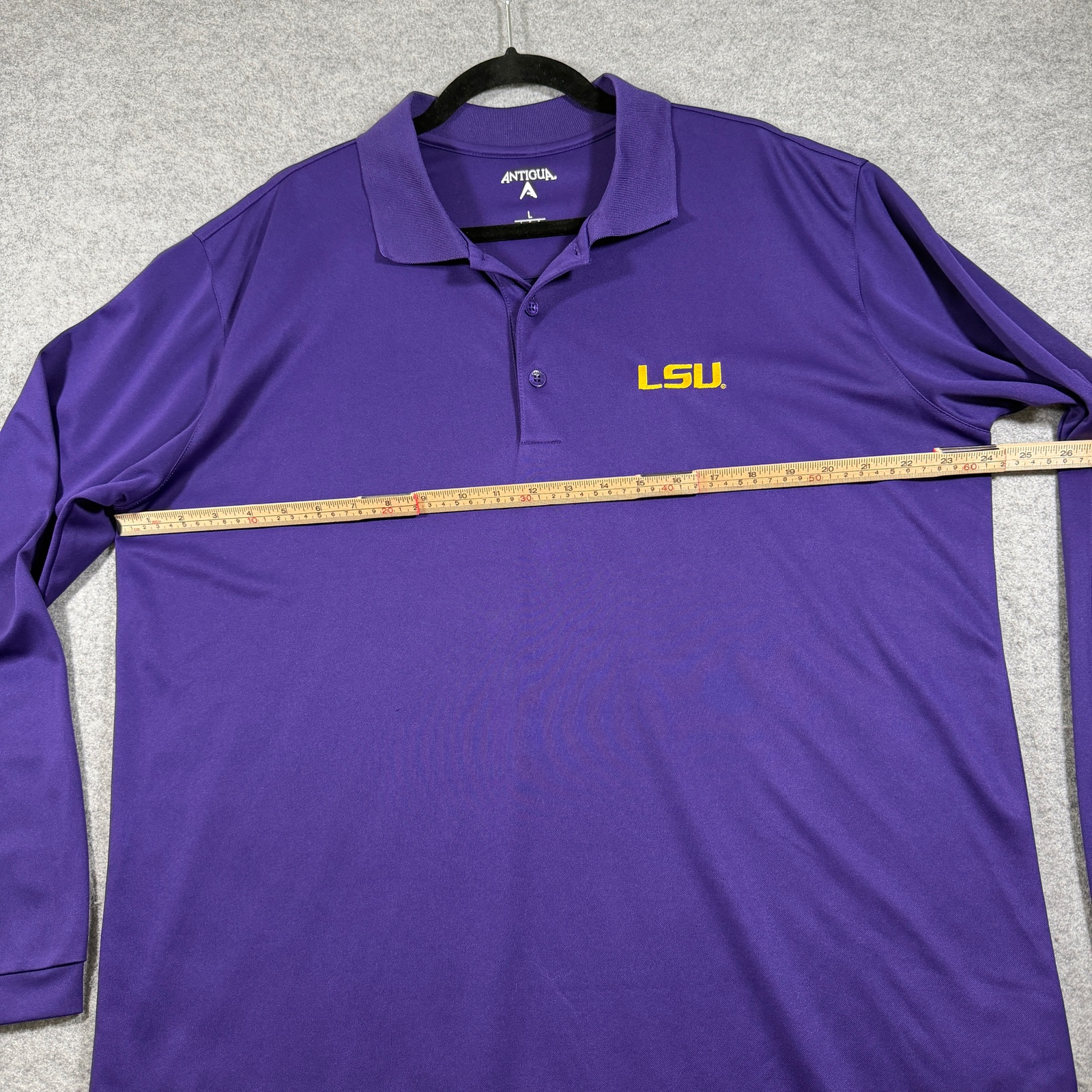 Antigua LSU Tigers Polo Mens L Purple Long Sleeve Moisture Wicking Golf Game Day thumbnail 6