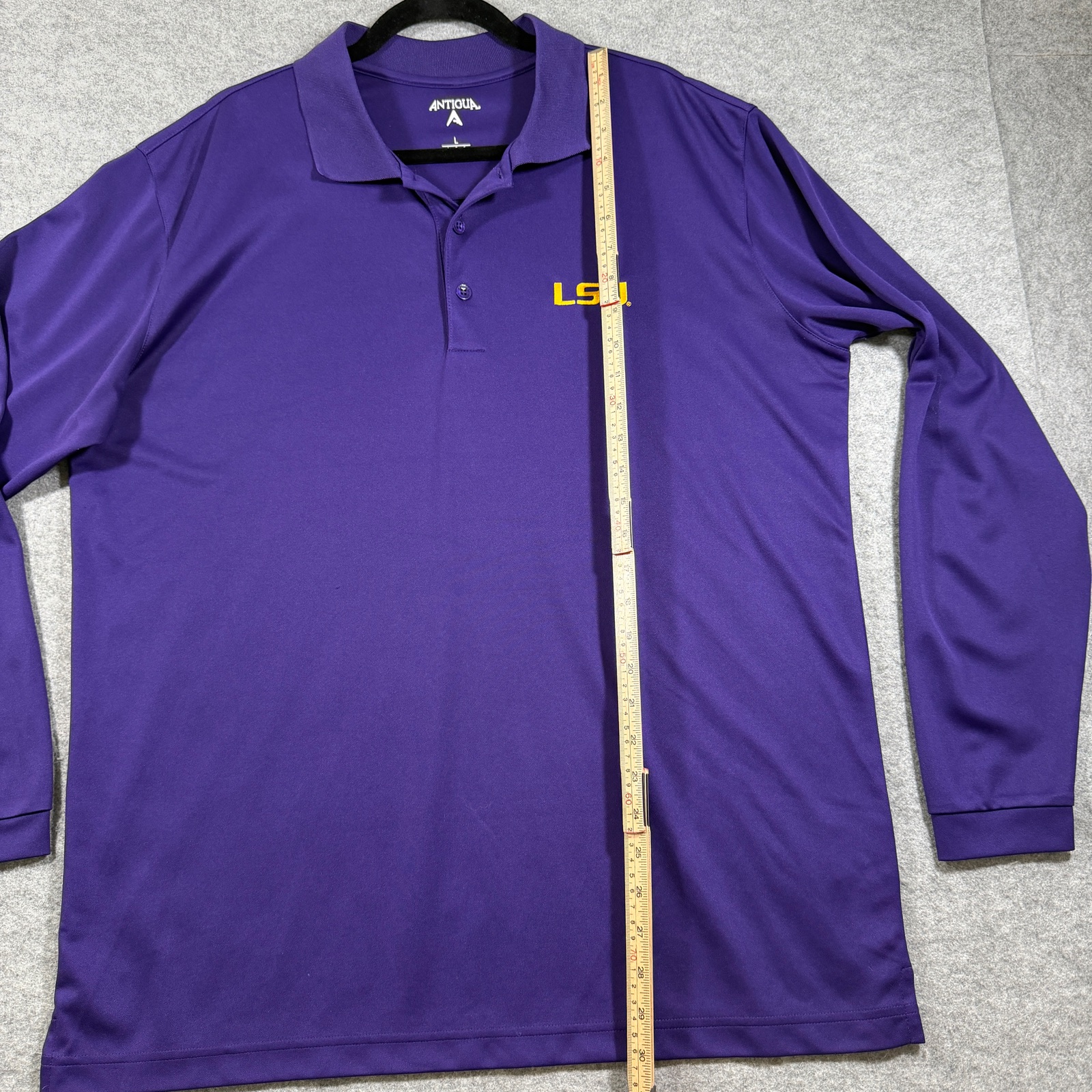 Antigua LSU Tigers Polo Mens L Purple Long Sleeve Moisture Wicking Golf Game Day thumbnail 7