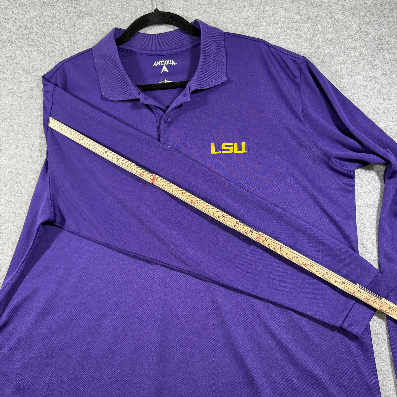 Antigua LSU Tigers Polo Mens L Purple Long Sleeve Moisture Wicking Golf Game Day thumbnail 8