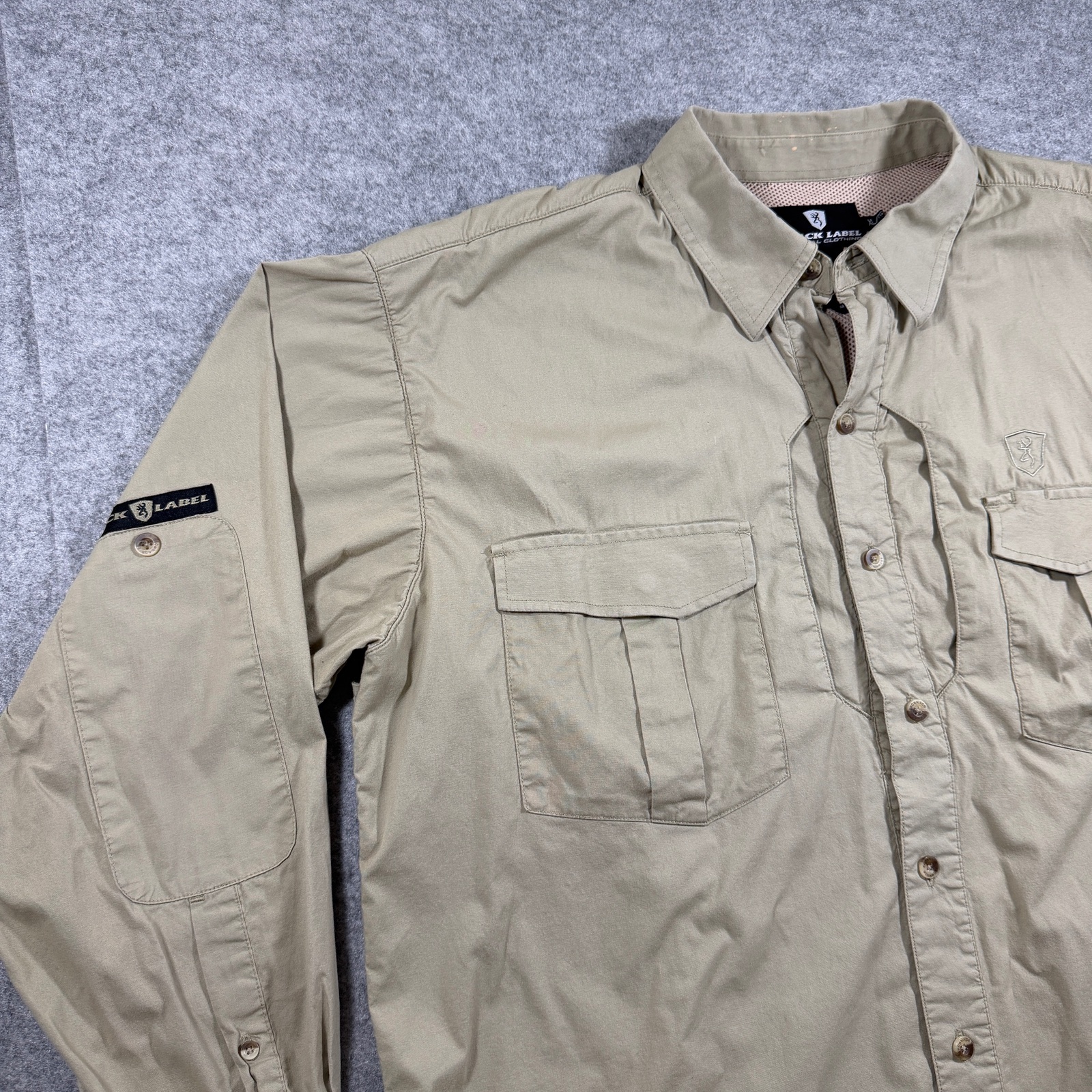 Browning Black Label Tactical Shirt Mens XL Khaki Elbow Patches Chest Pockets thumbnail 4
