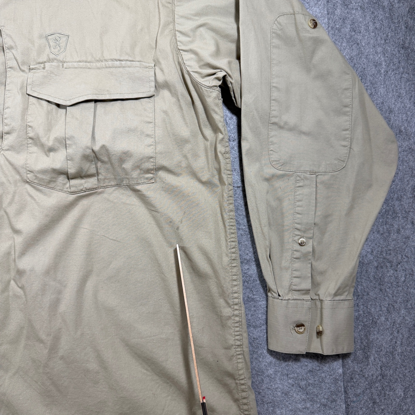 Browning Black Label Tactical Shirt Mens XL Khaki Elbow Patches Chest Pockets thumbnail 5