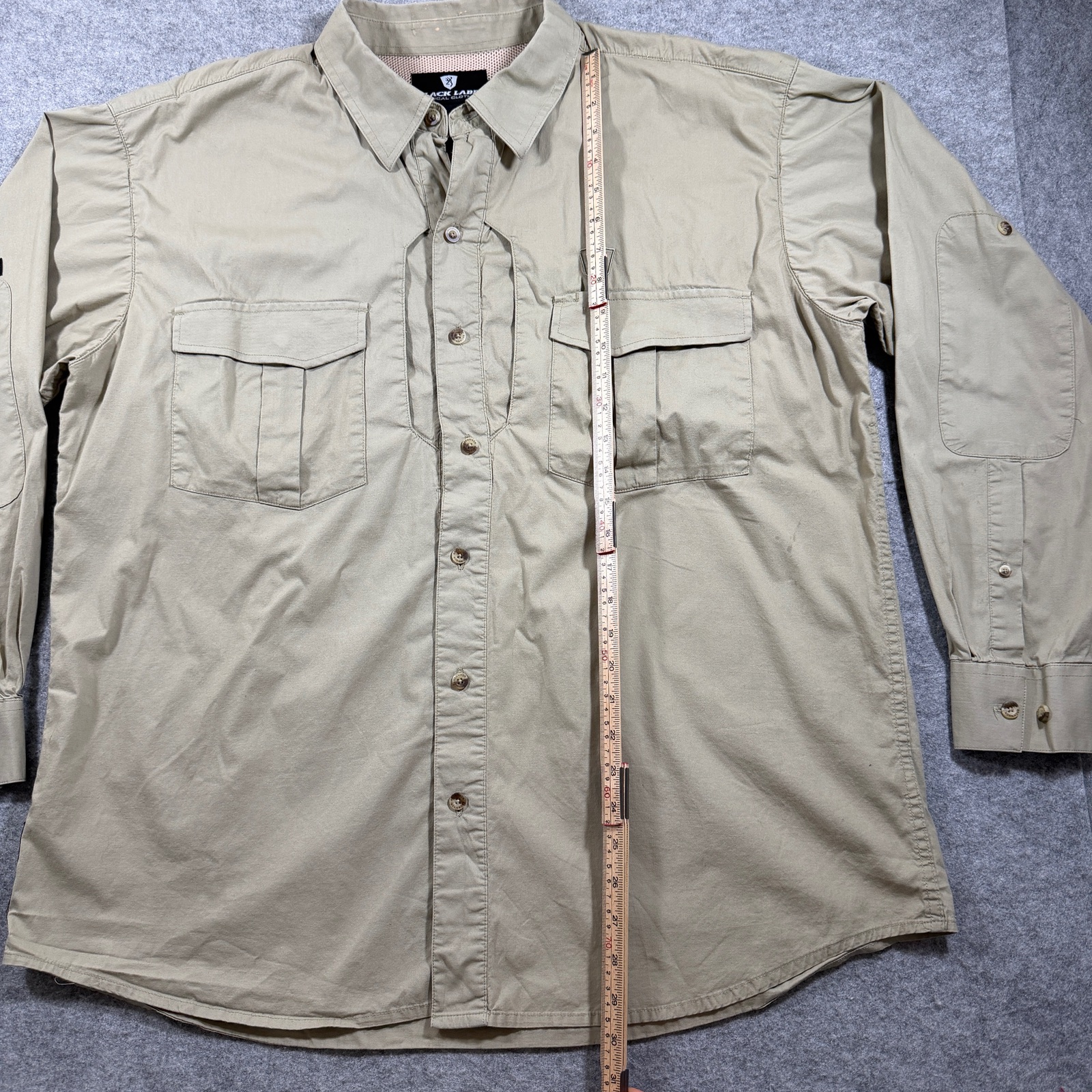 Browning Black Label Tactical Shirt Mens XL Khaki Elbow Patches Chest Pockets thumbnail 6