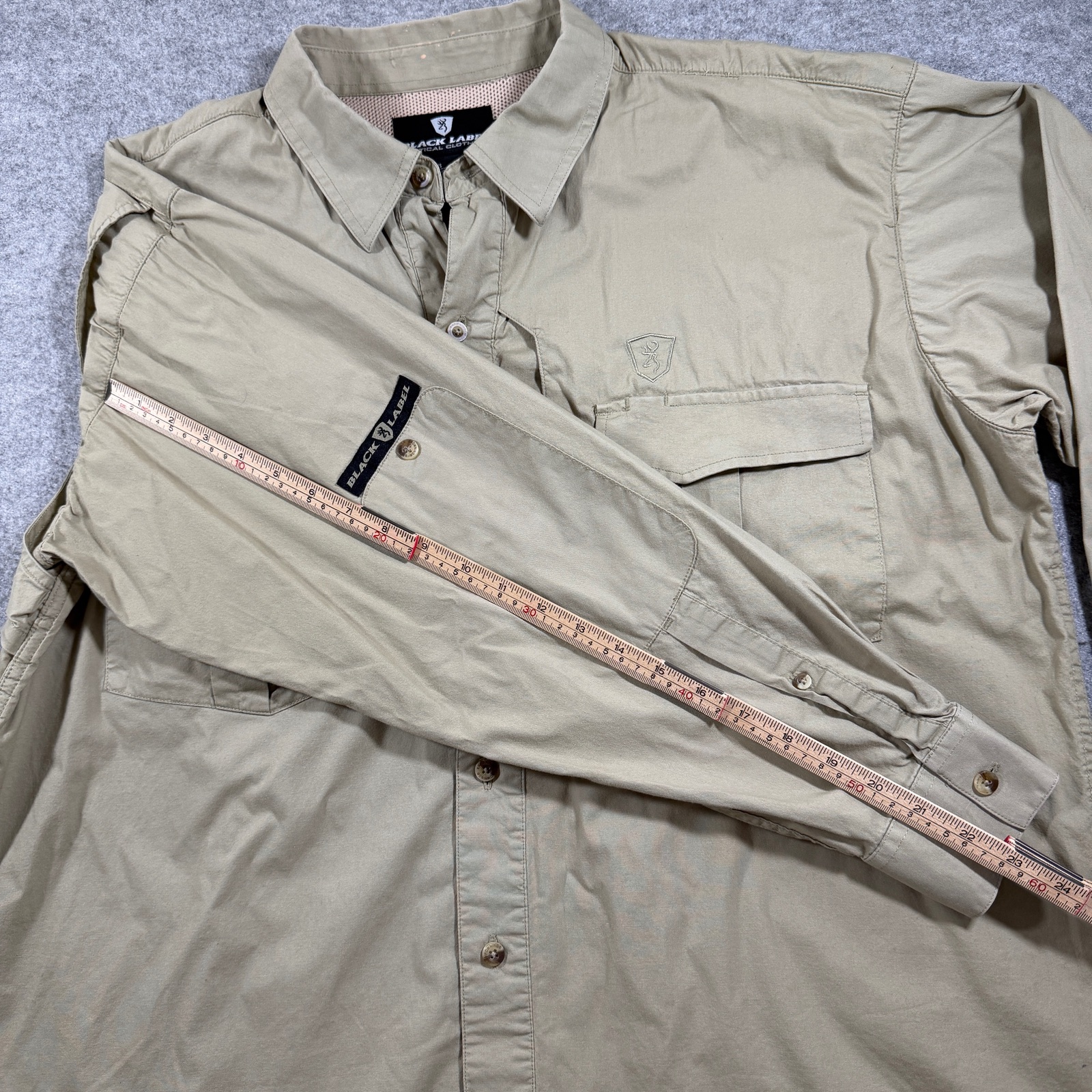 Browning Black Label Tactical Shirt Mens XL Khaki Elbow Patches Chest Pockets thumbnail 8