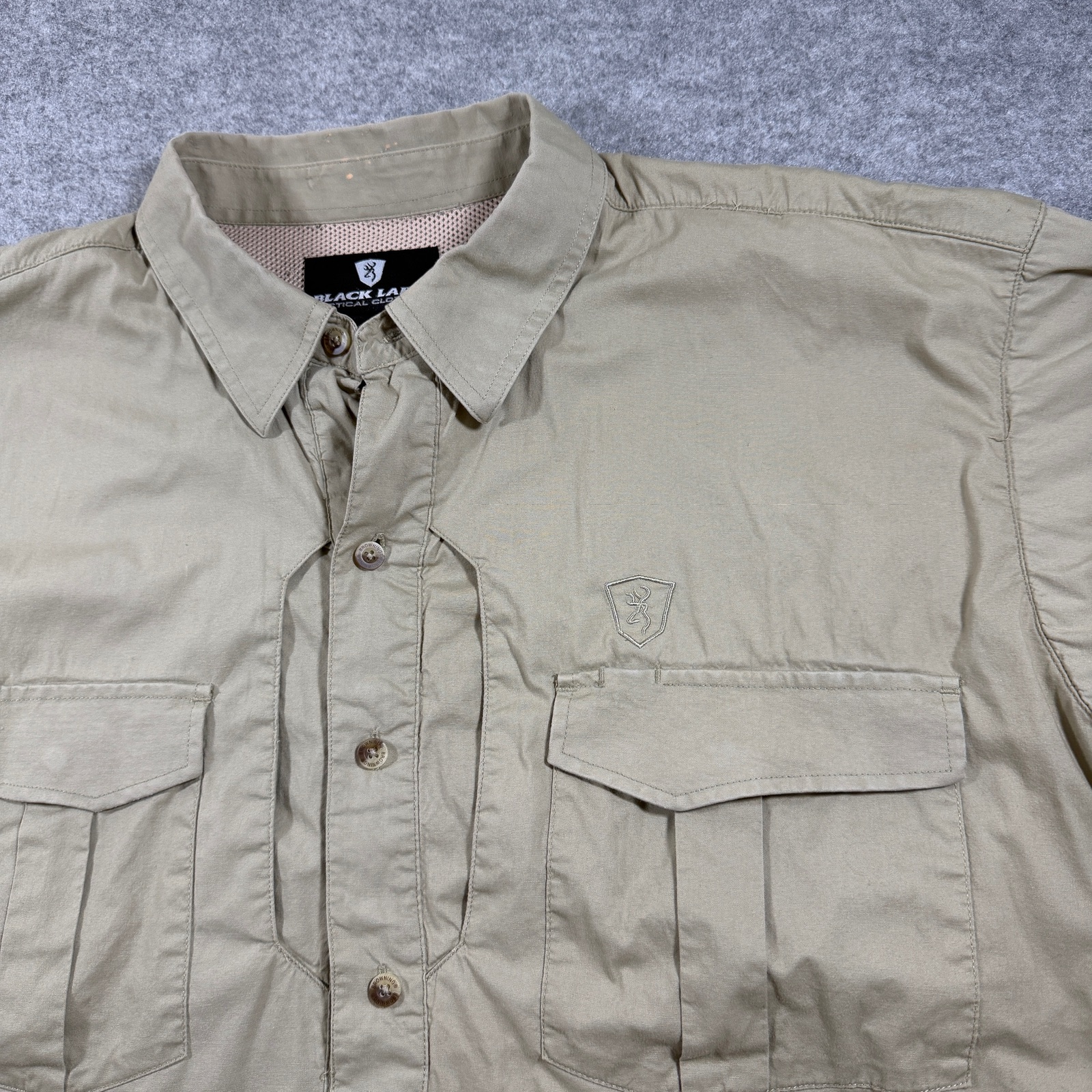Browning Black Label Tactical Shirt Mens XL Khaki Elbow Patches Chest Pockets thumbnail 9