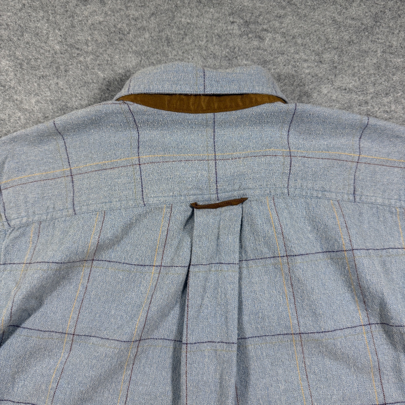 Orvis Fairbanks Shirt Mens M Blue Windowpane Plaid Suede Elbow Patches Preppy thumbnail 11