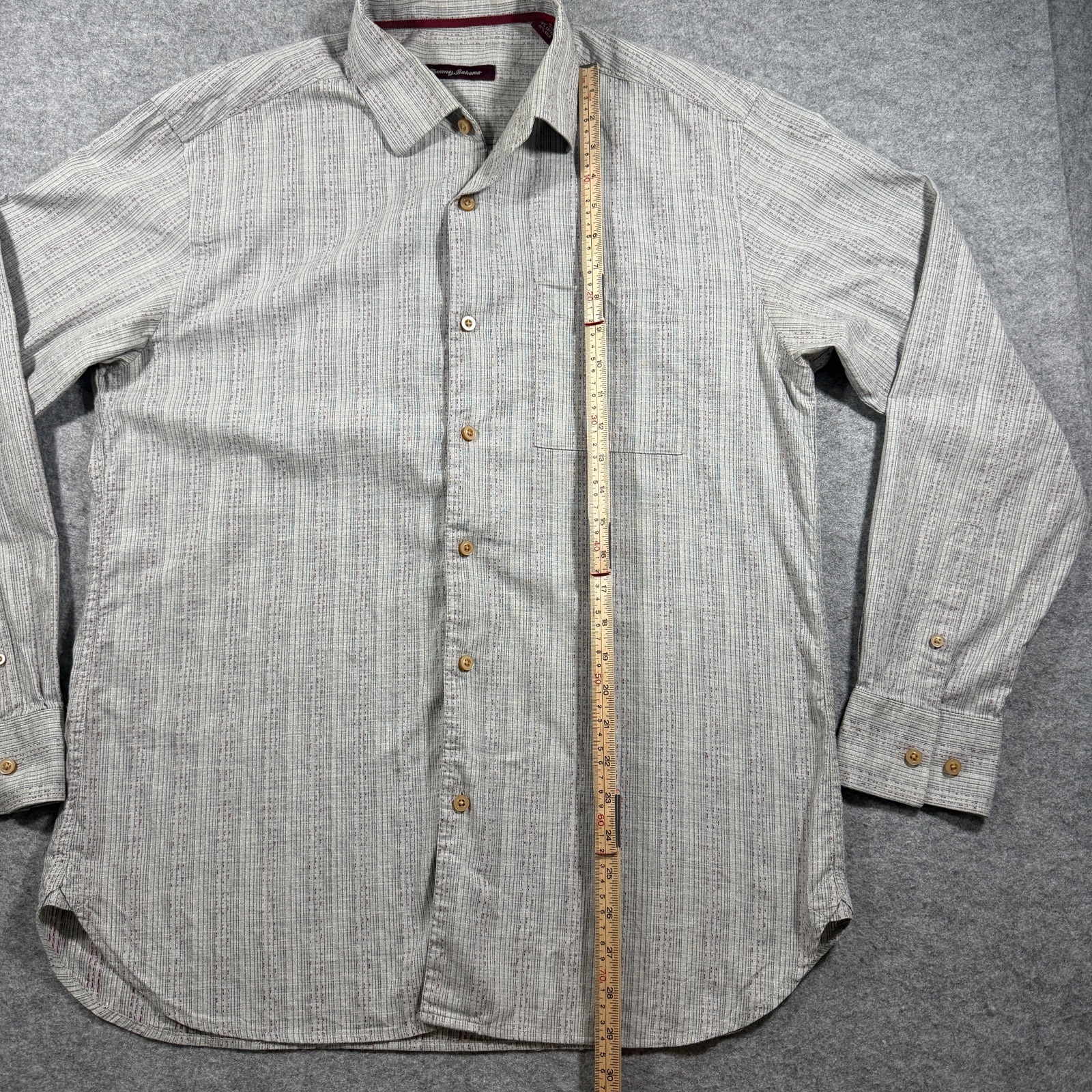 Vintage Tommy Bahama Silk Shirt Mens M Gray Long Sleeve Button Up Textured Beach thumbnail 7