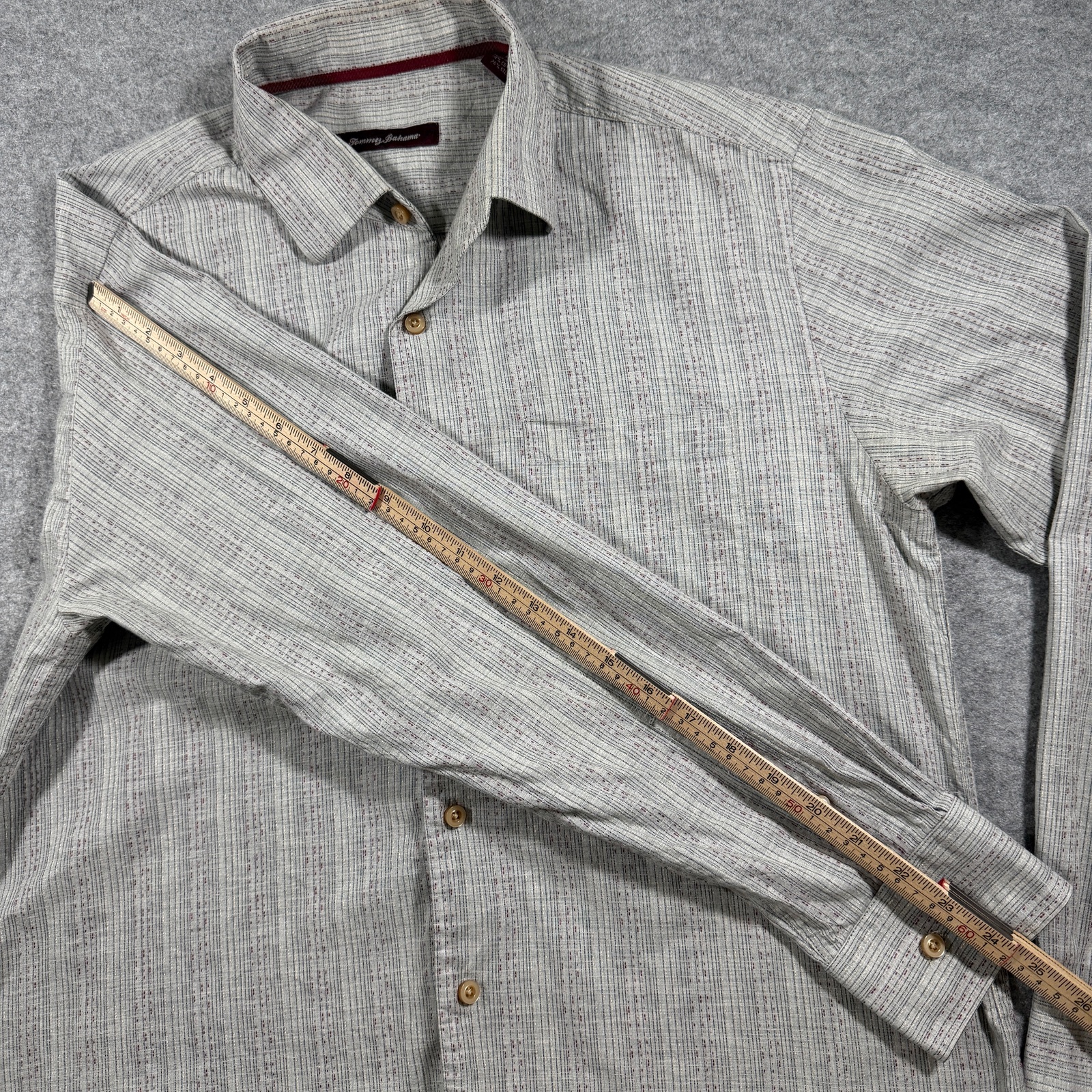 Vintage Tommy Bahama Silk Shirt Mens M Gray Long Sleeve Button Up Textured Beach thumbnail 8