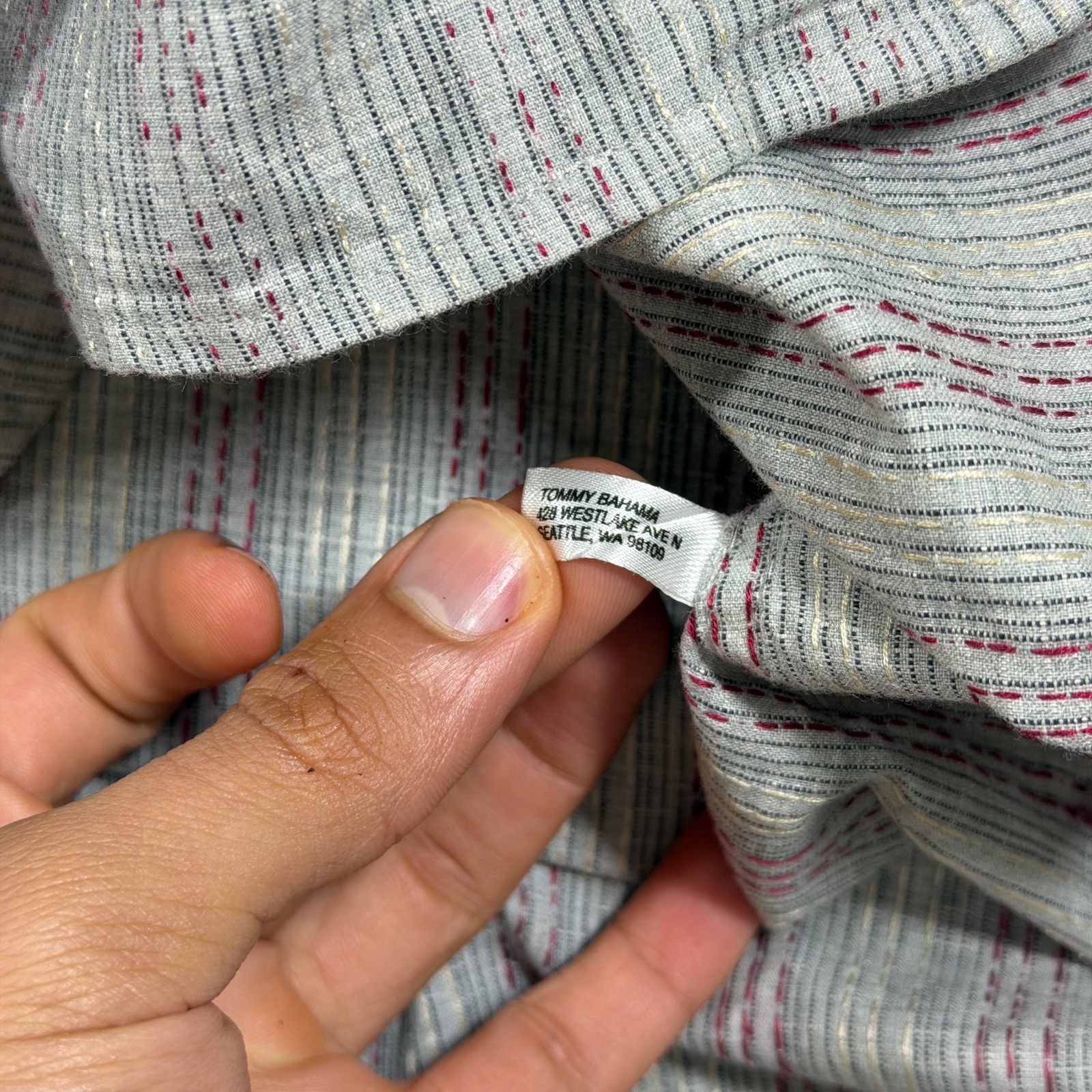 Vintage Tommy Bahama Silk Shirt Mens M Gray Long Sleeve Button Up Textured Beach thumbnail 13