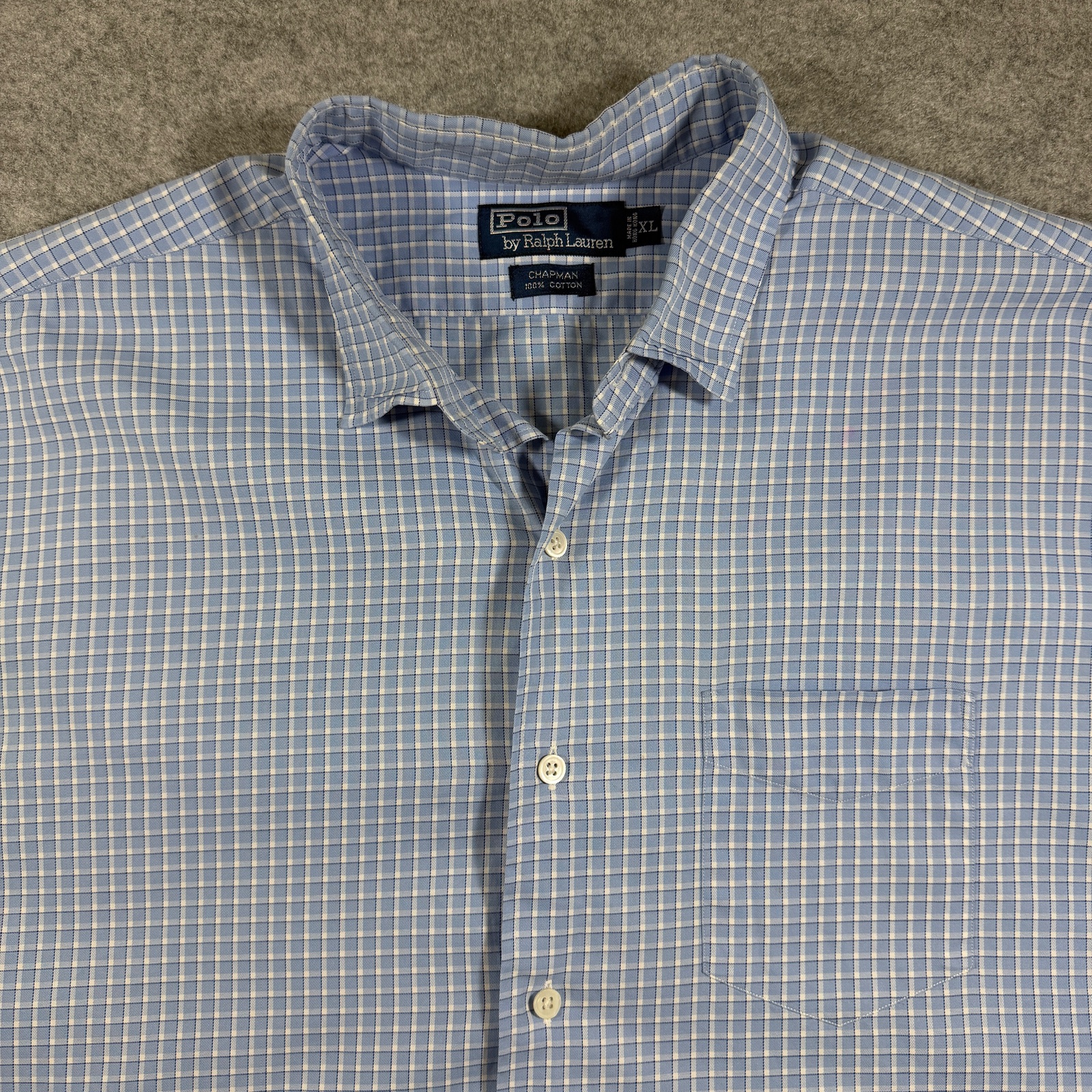 Polo Ralph Lauren Chapman Shirt Mens XL Light Blue Plaid Button Down Preppy thumbnail 11