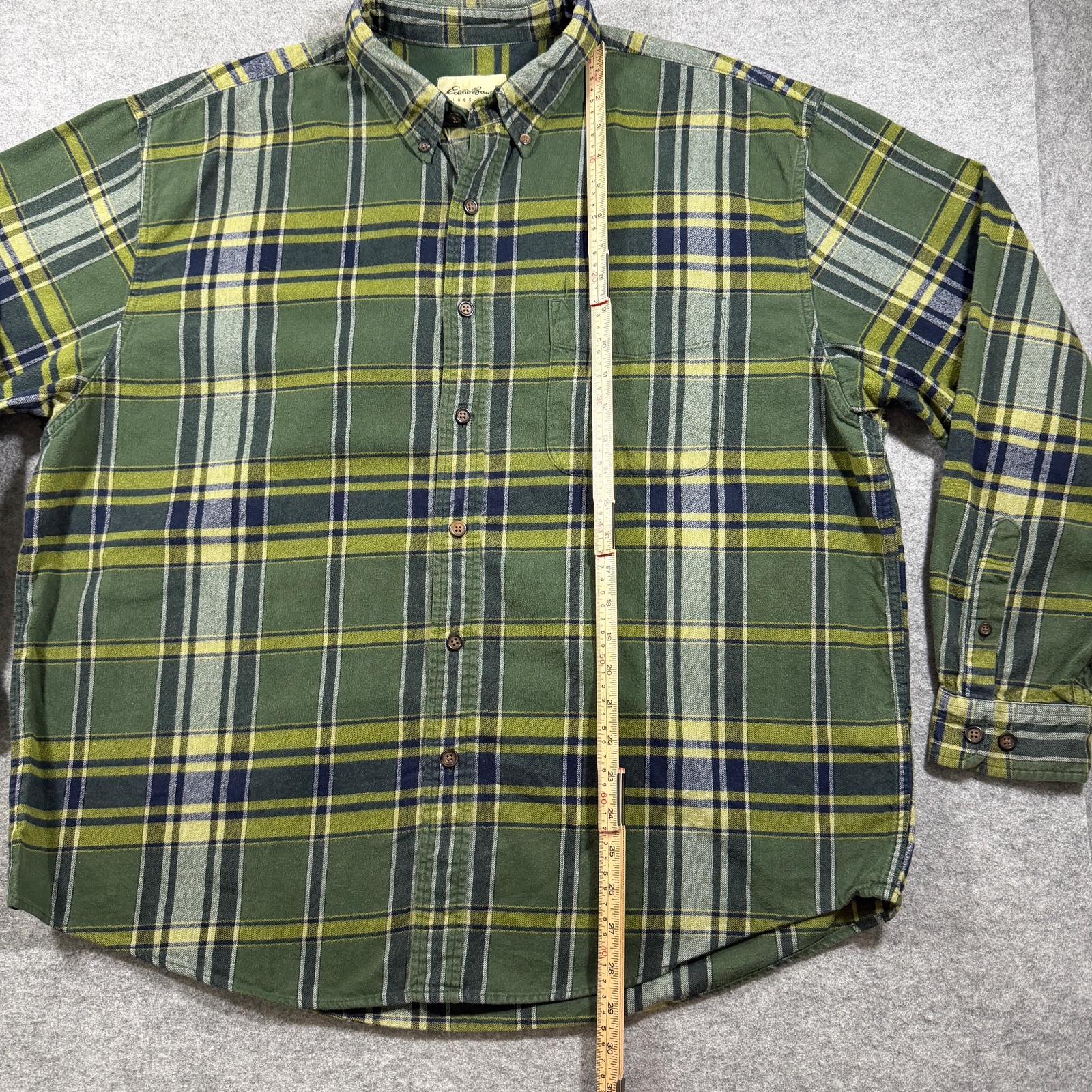 Eddie Bauer Flannel Shirt Mens XL Green Plaid Button Down Vintage Workwear thumbnail 5