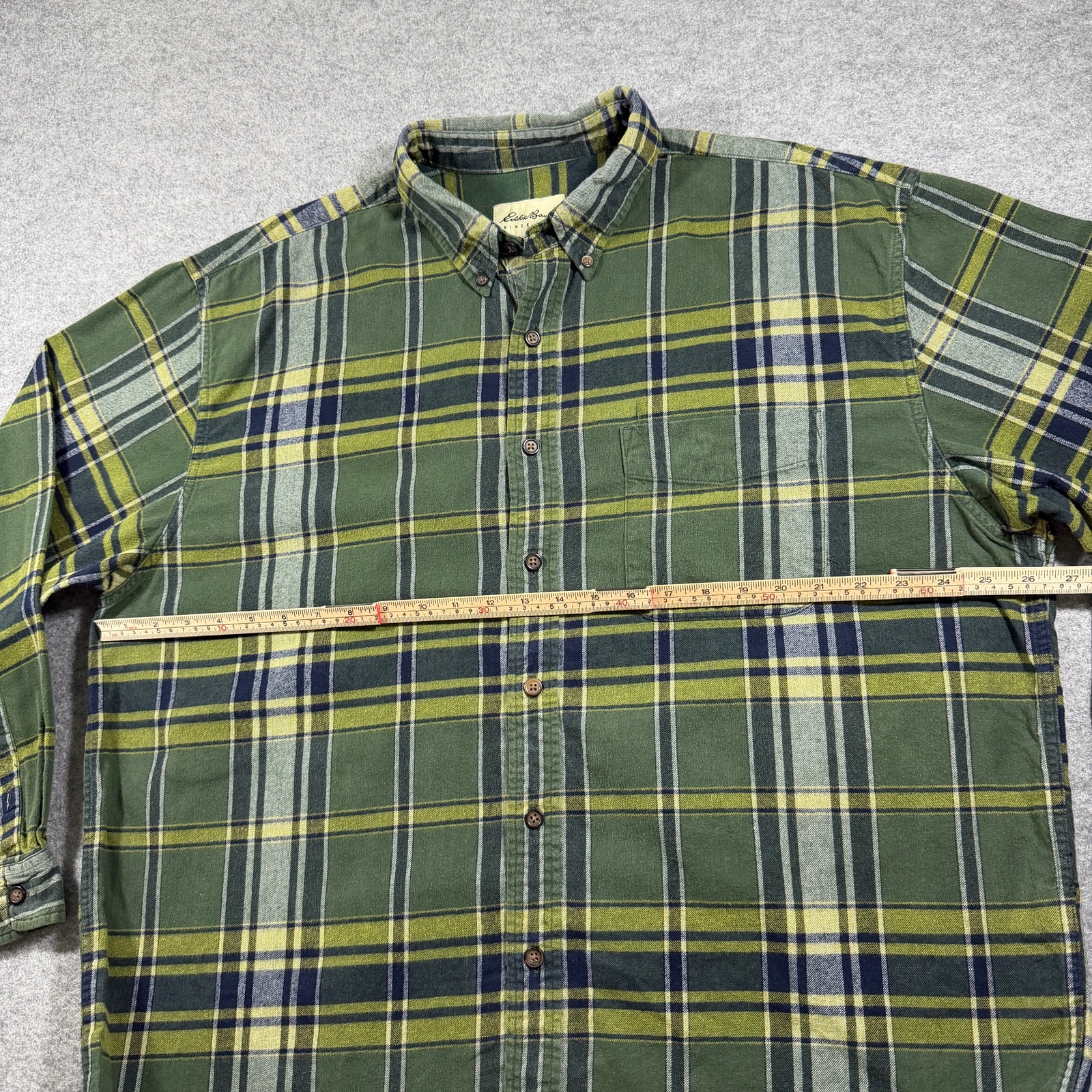Eddie Bauer Flannel Shirt Mens XL Green Plaid Button Down Vintage Workwear thumbnail 6