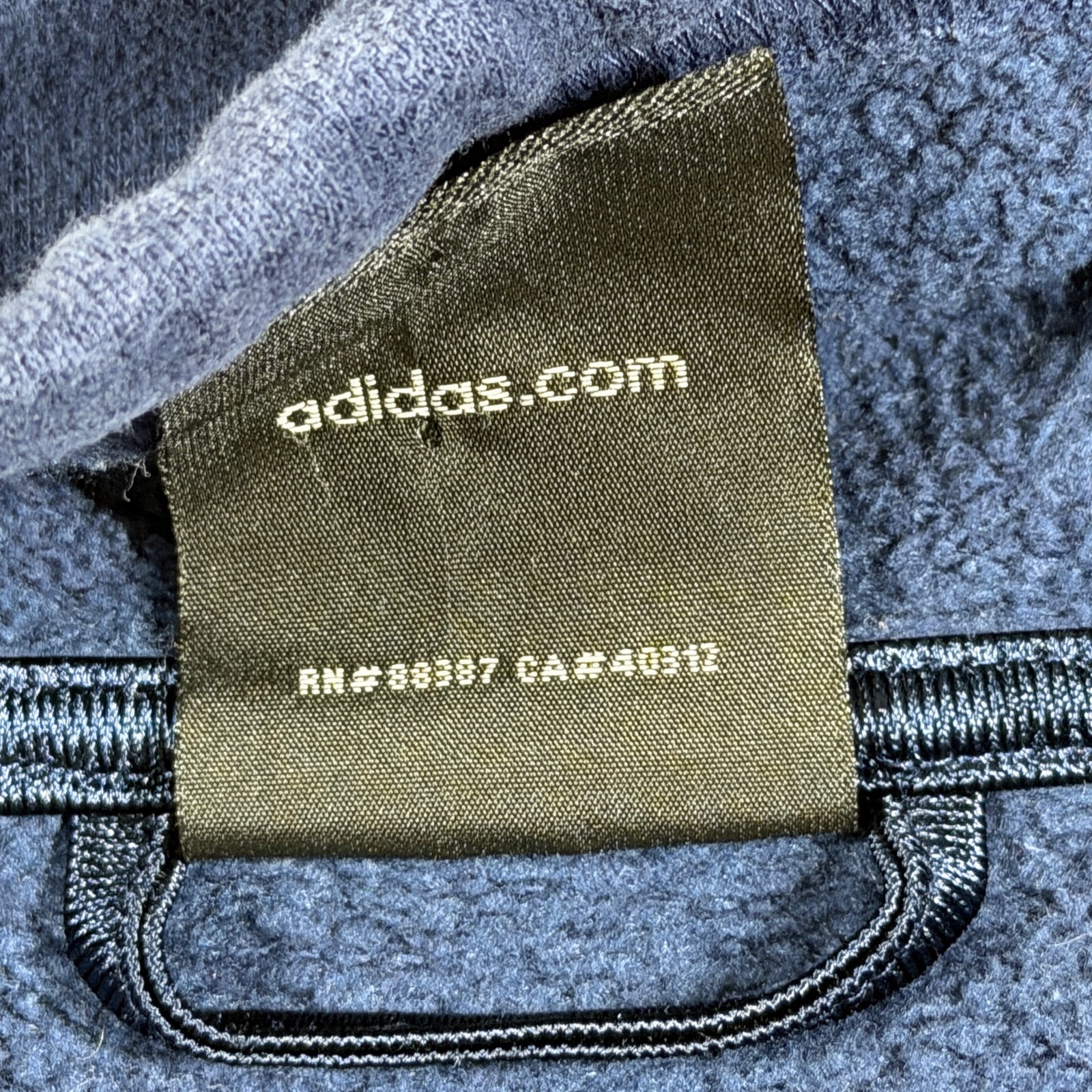 Vintage Y2K Adidas Full Zip Hoodie Mens L Navy Blue Fleece Lined Hood 3 Stripe thumbnail 9