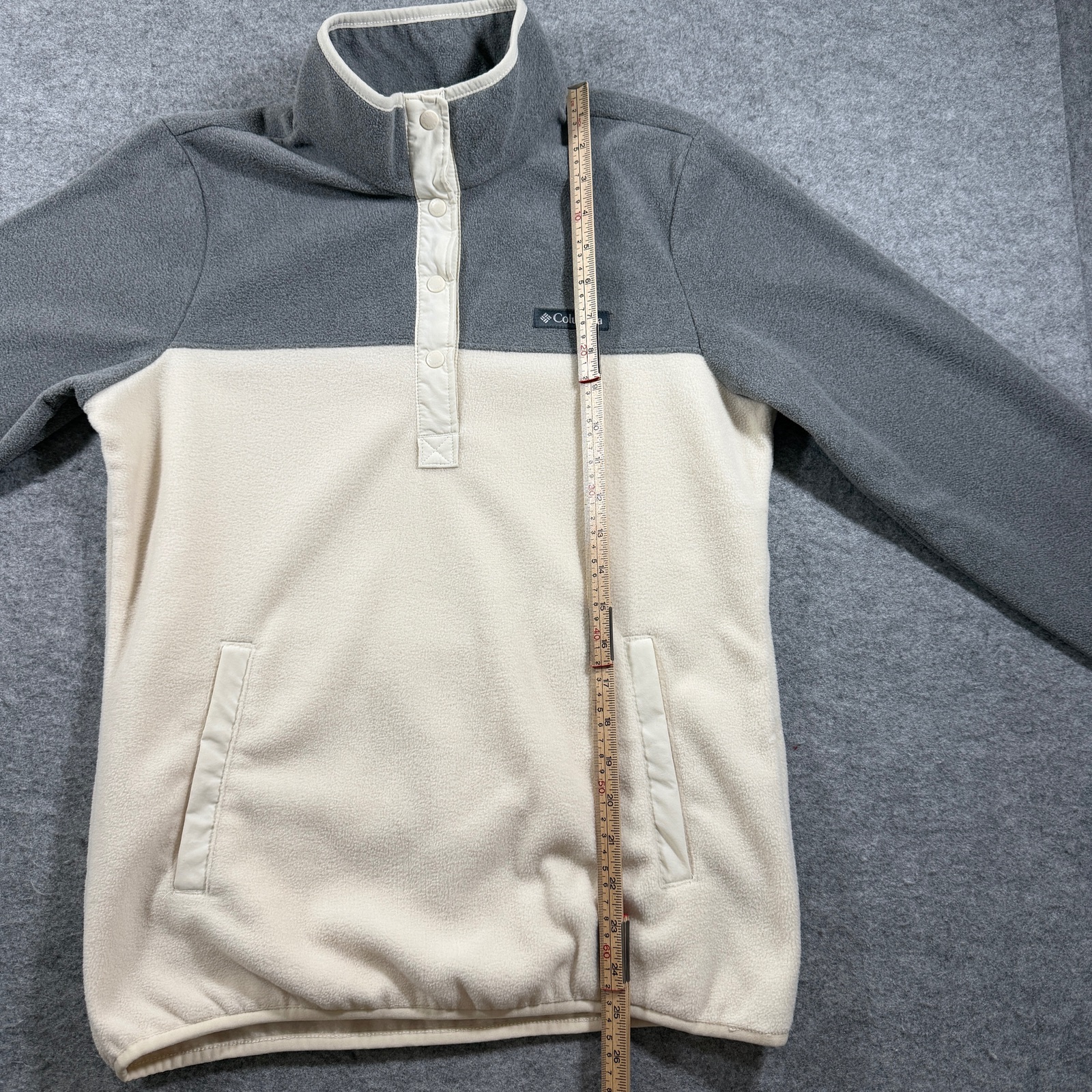 Columbia 1/4 Snap Fleece Pullover Womens S Cream Gray Colorblock Outdoor Hiking thumbnail 6