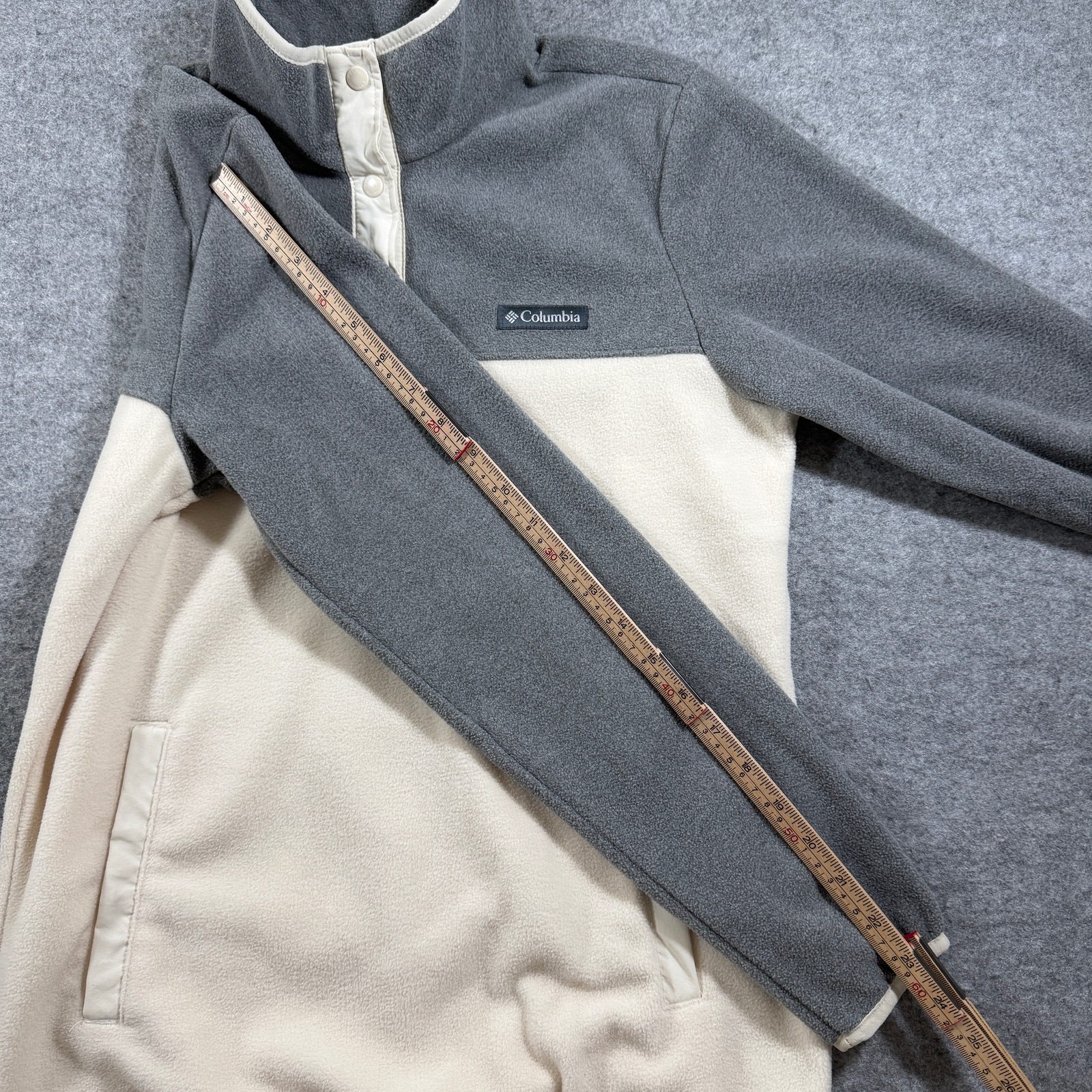 Columbia 1/4 Snap Fleece Pullover Womens S Cream Gray Colorblock Outdoor Hiking thumbnail 8