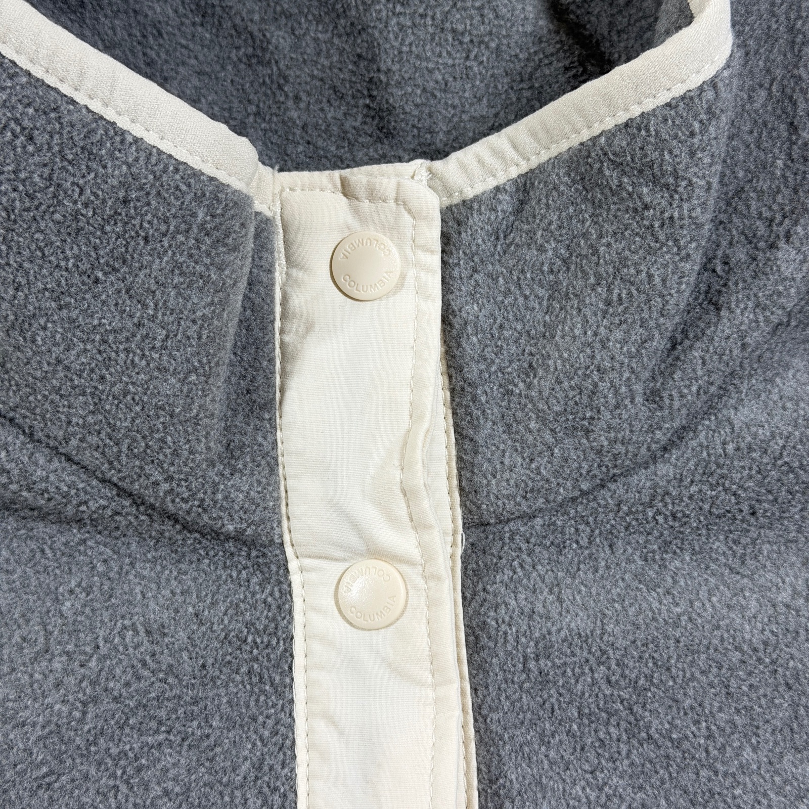 Columbia 1/4 Snap Fleece Pullover Womens S Cream Gray Colorblock Outdoor Hiking thumbnail 9