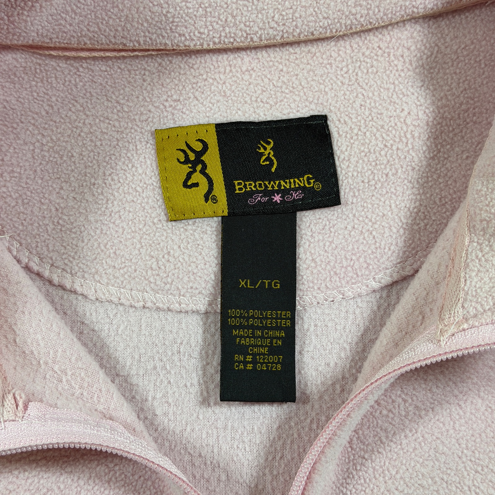Browning Fleece Jacket Womens XL Pink Full Zip Deer Logo Outdoor Hunting Pockets thumbnail 3