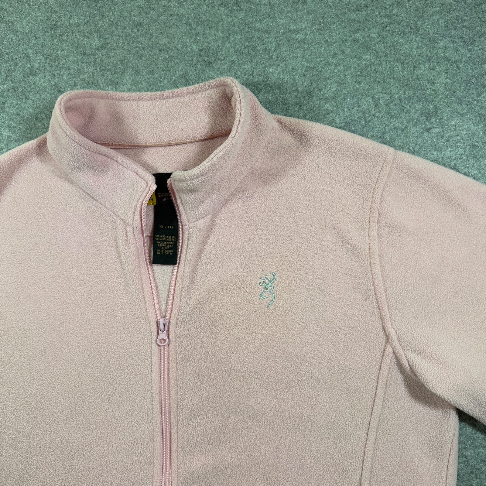Browning Fleece Jacket Womens XL Pink Full Zip Deer Logo Outdoor Hunting Pockets thumbnail 5