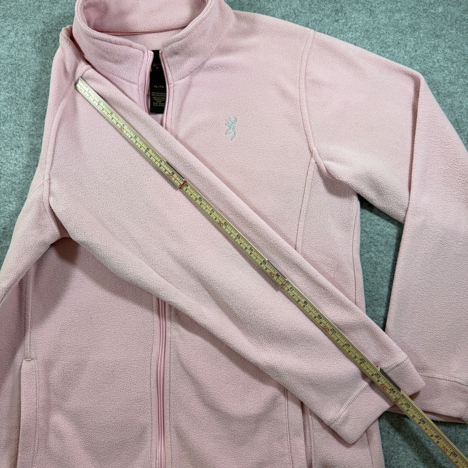 Browning Fleece Jacket Womens XL Pink Full Zip Deer Logo Outdoor Hunting Pockets thumbnail 8