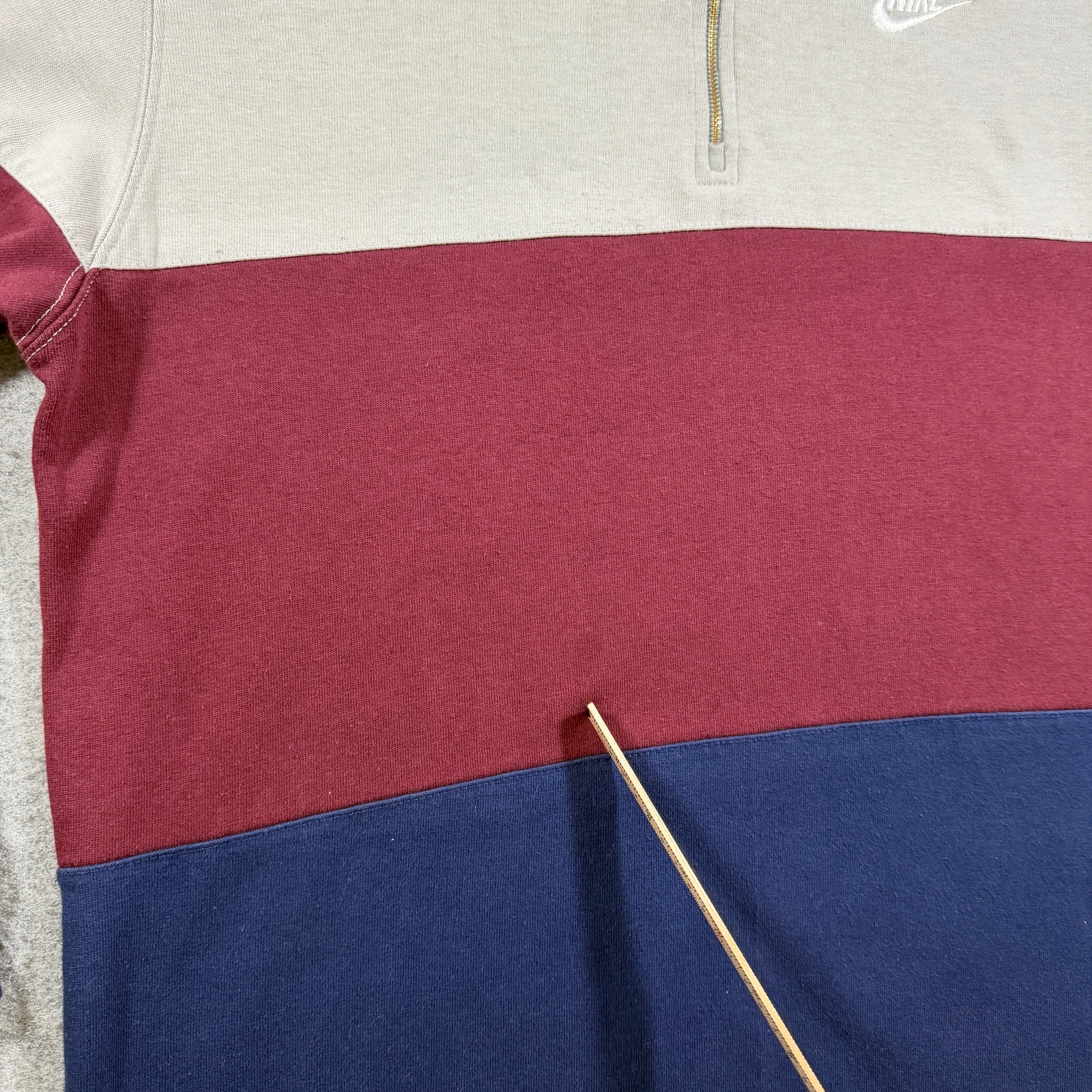 Nike Club Fleece 1/4 Zip Sweatshirt Mens L Burgundy Navy Gray Colorblock Polo thumbnail 5