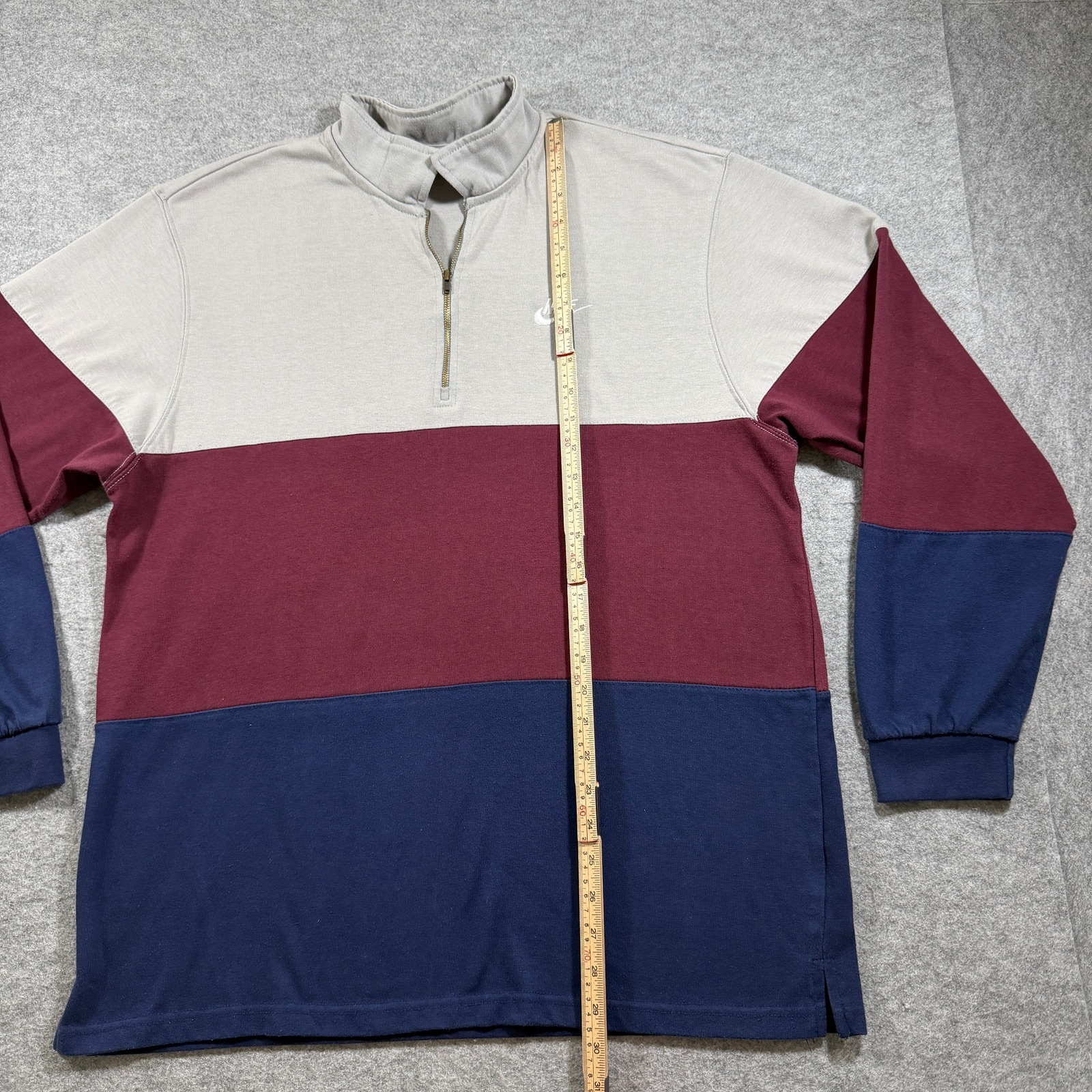Nike Club Fleece 1/4 Zip Sweatshirt Mens L Burgundy Navy Gray Colorblock Polo thumbnail 7