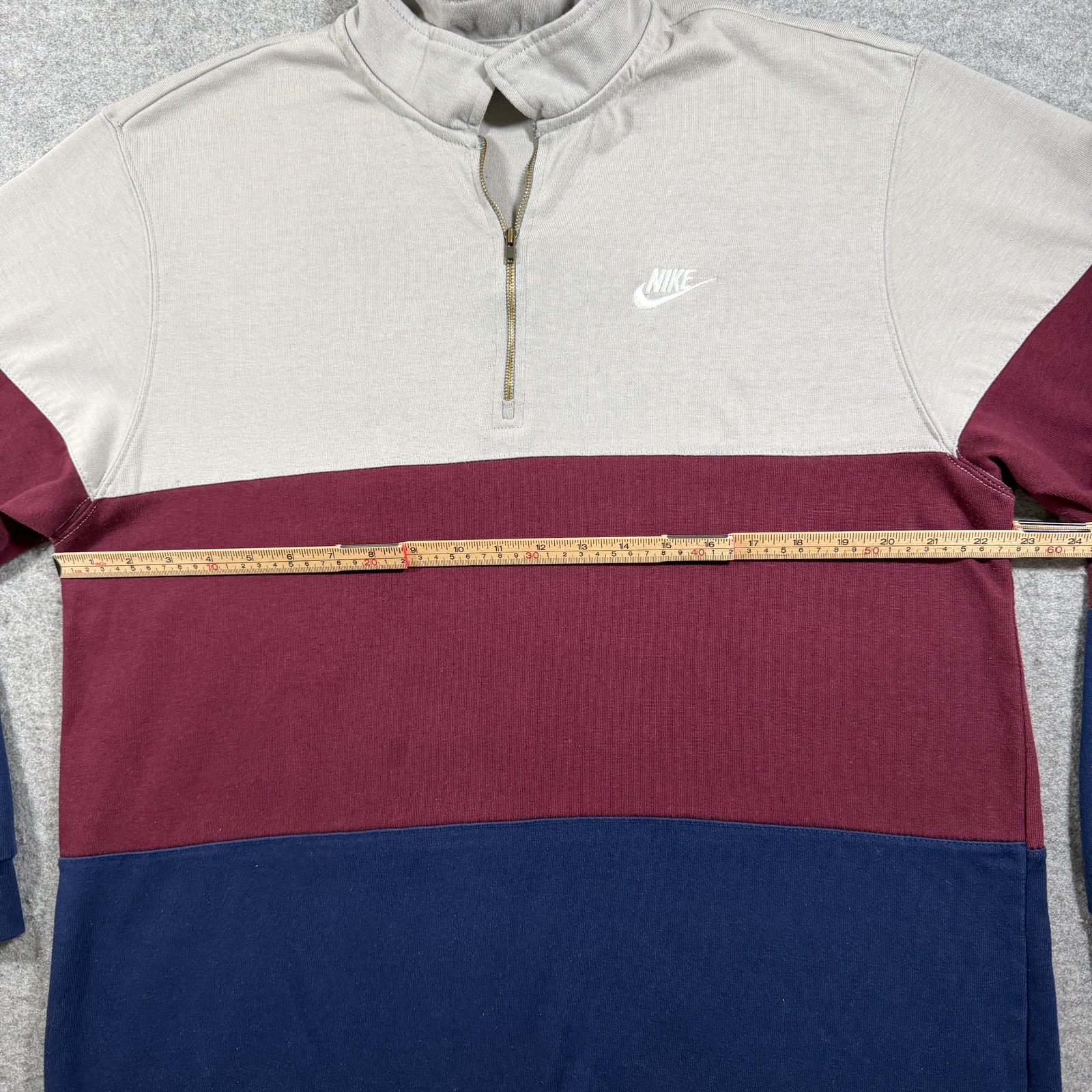 Nike Club Fleece 1/4 Zip Sweatshirt Mens L Burgundy Navy Gray Colorblock Polo thumbnail 8