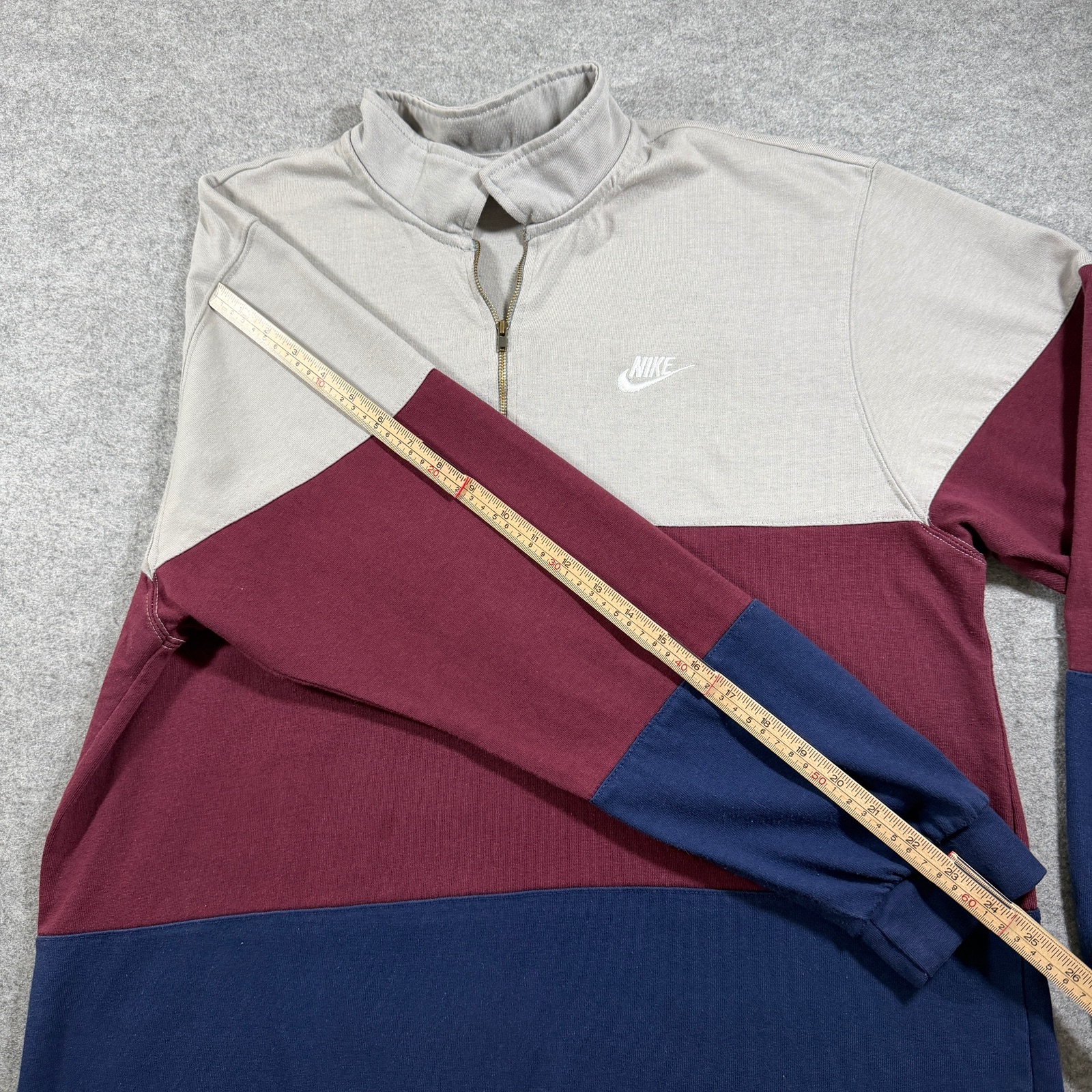 Nike Club Fleece 1/4 Zip Sweatshirt Mens L Burgundy Navy Gray Colorblock Polo thumbnail 9