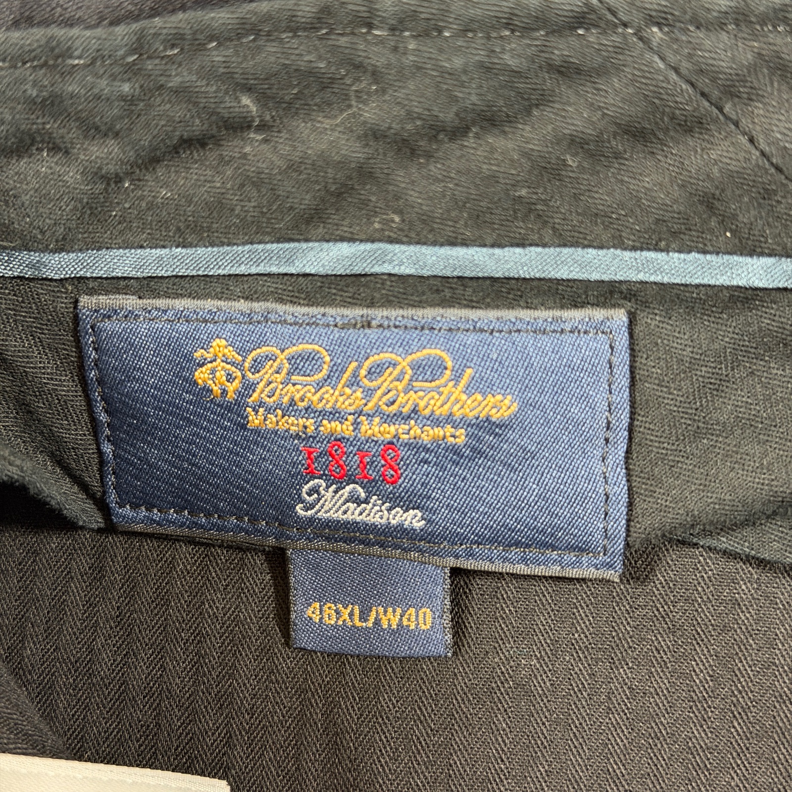 Brooks Brothers 1818 Madison Pants Mens 100% Wool W40 Black Pleated Cuffed Dress thumbnail 3