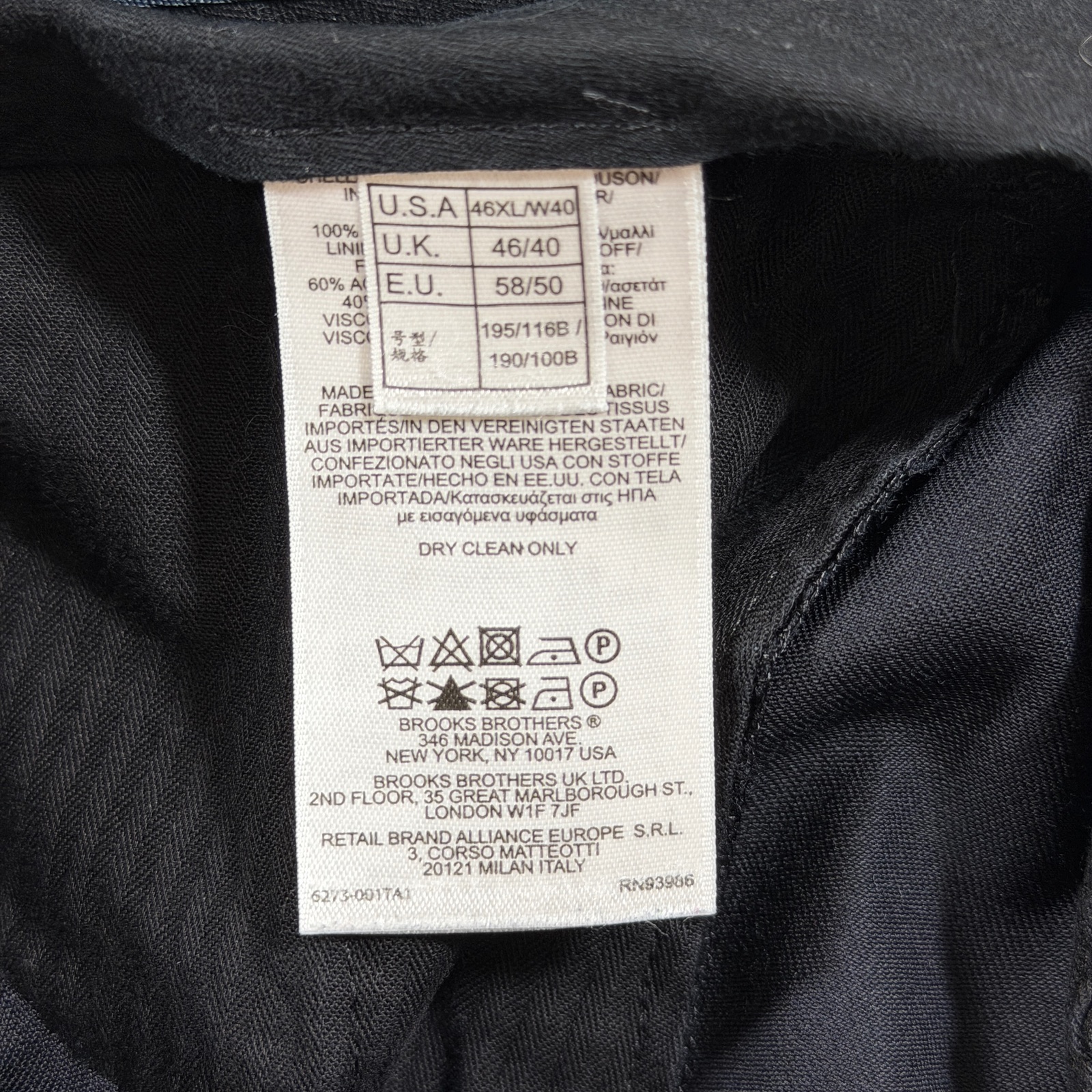 Brooks Brothers 1818 Madison Pants Mens 100% Wool W40 Black Pleated Cuffed Dress thumbnail 4