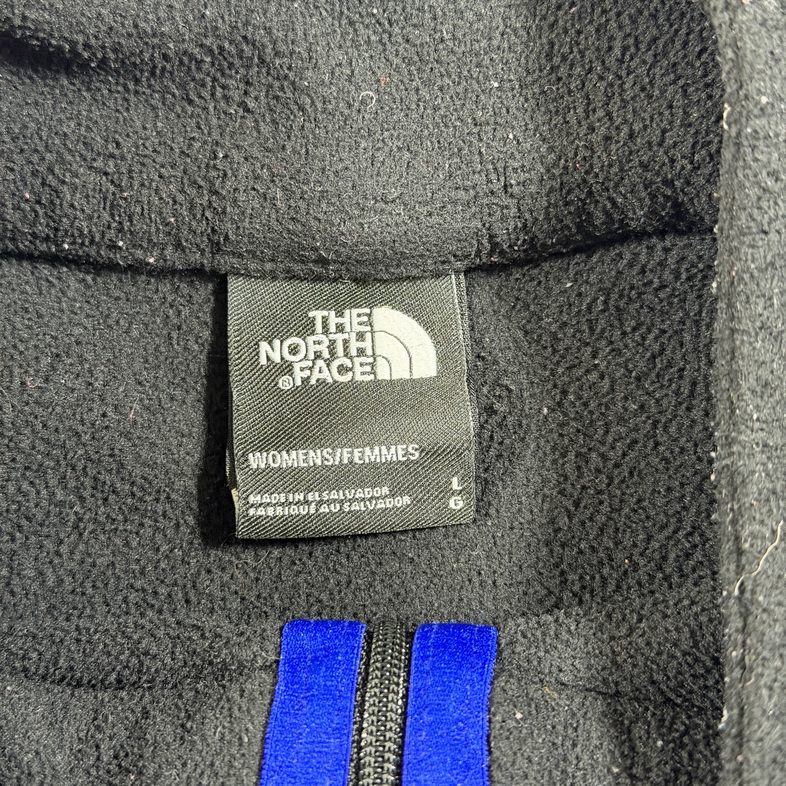 The North Face Fleece Jacket Womens L Blue Black 1/4 Zip Hiking Outdoor Pullover thumbnail 4